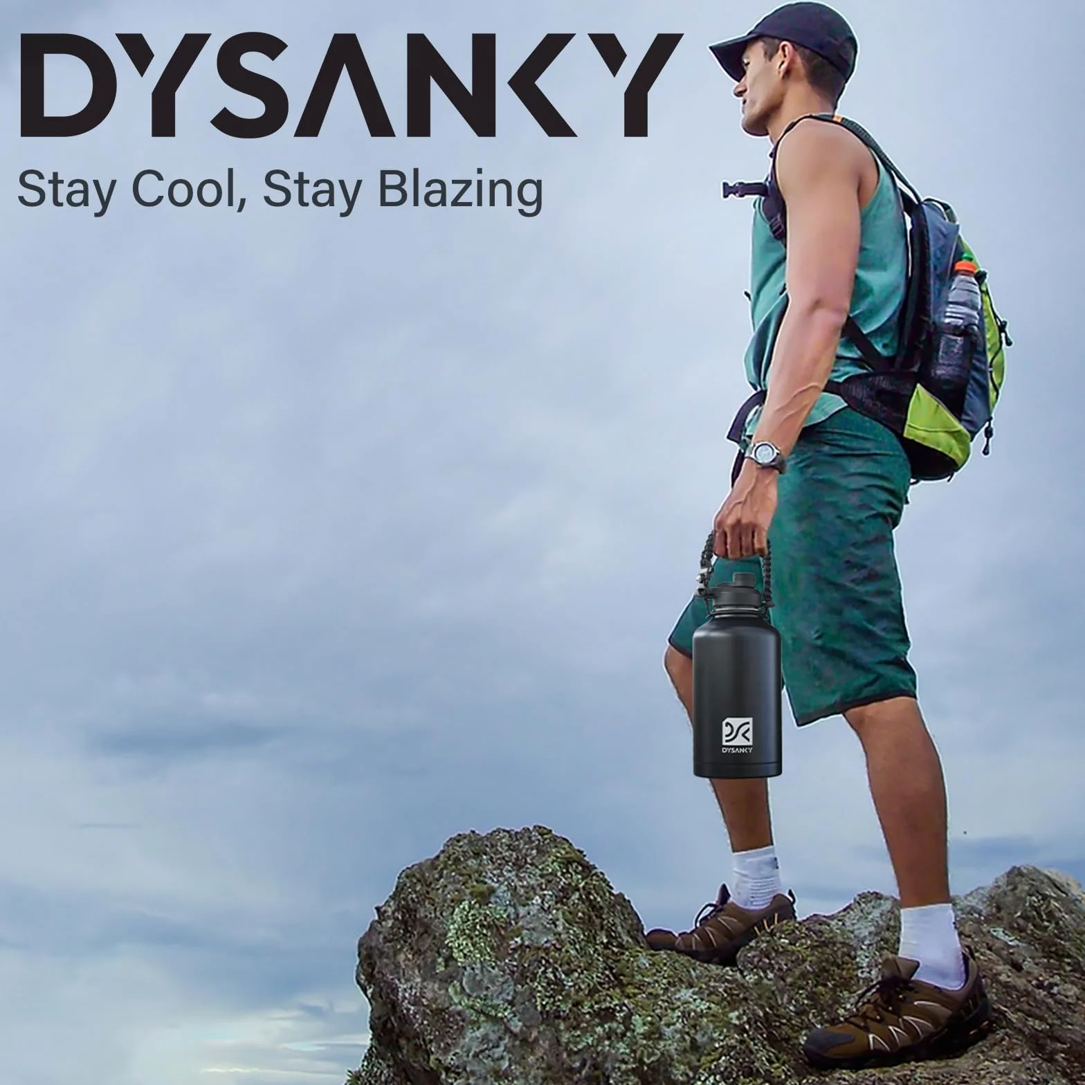 DYSANKY Borraccia termica da 1,8 l, con isolamento multiplo, sigillata sottovuoto, portatile, sportiva, per avventure all'aperto, palestra e uso quotidiano, a prova di perdite, senza BPA, 1,8 l