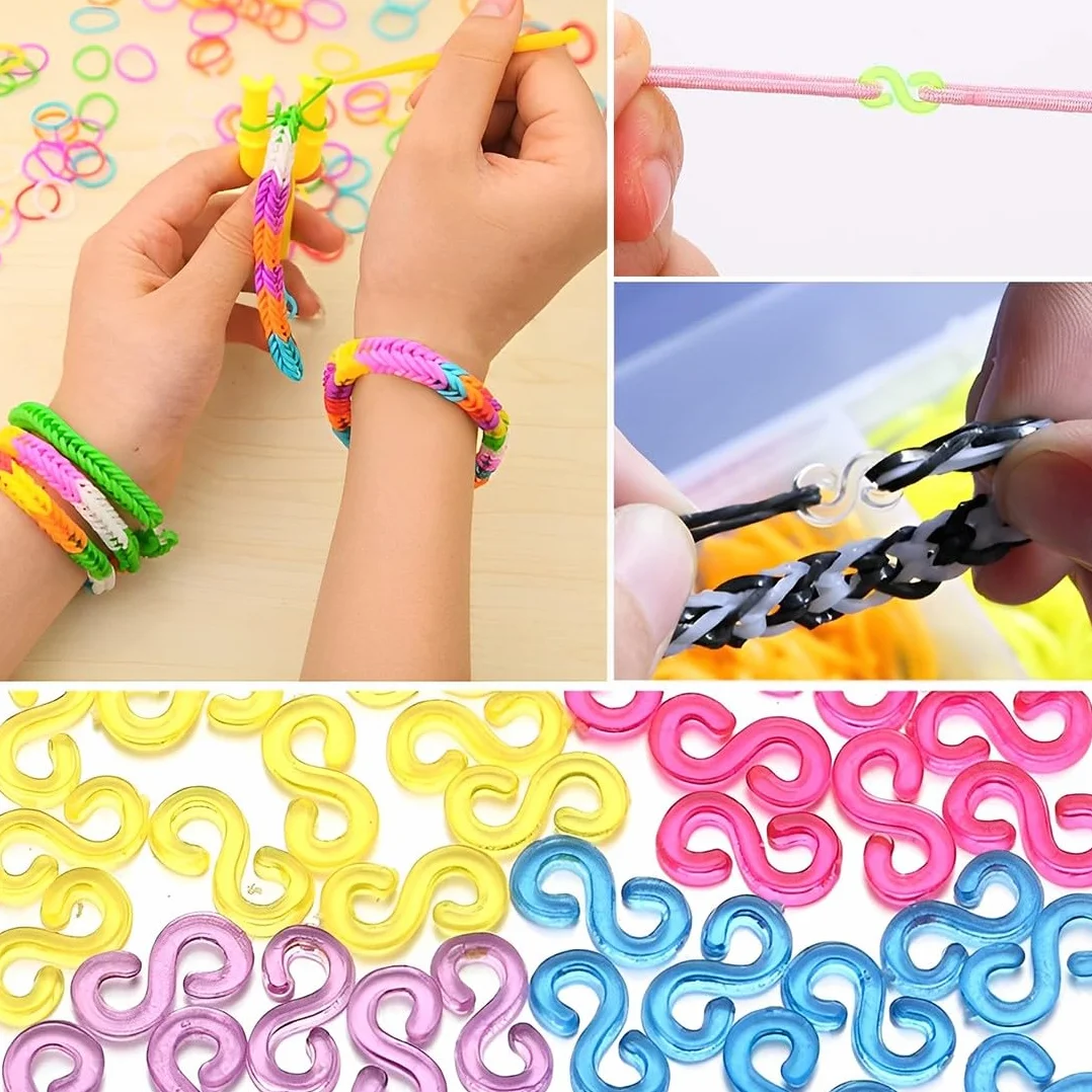 ZKGYUS 500 pezzi S Clip Nastri Chiusure Clip Nastri Accessori Elastici In Plastica Per Bracciali Gioielli Bands Uncinetto Chiusura Strumento Colorato Set