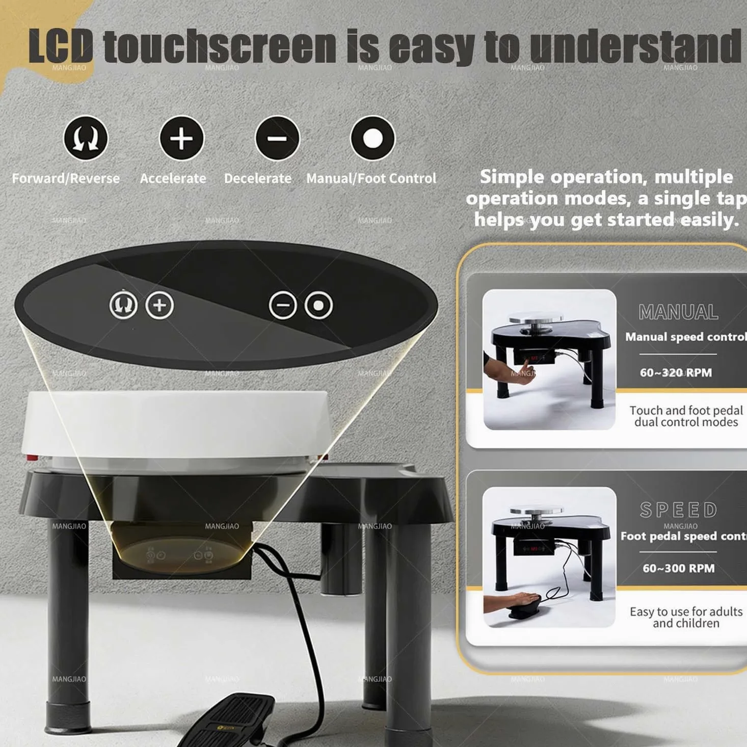 Nuova Macchina per La Formatura della Ceramica con Motore da 200 W, con Touch Screen LCD E Pedale per La Regolazione della velocità. per Artisti Adulti E Hobbisti della Ceramica.(White)