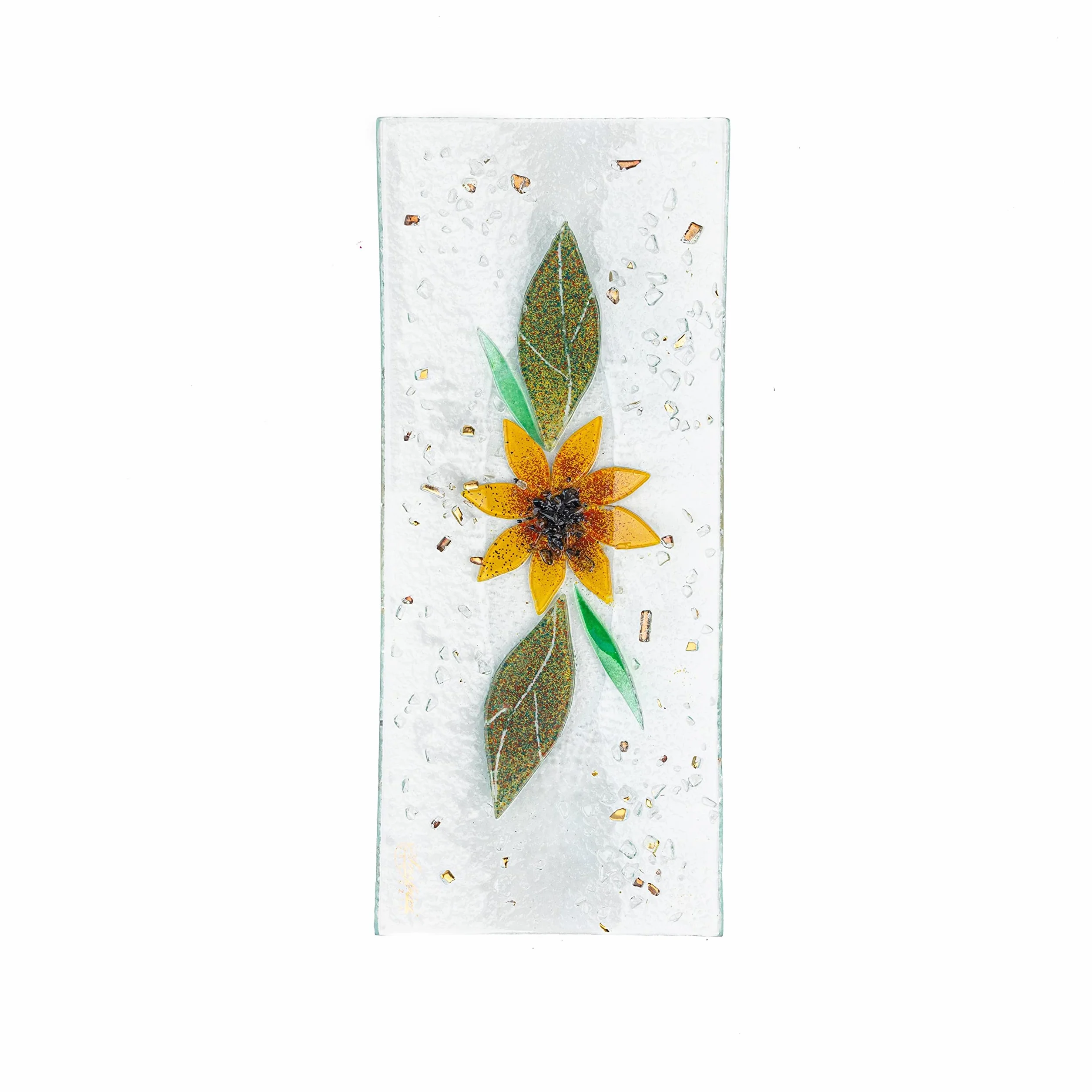 Sospiri Venezia Svuotatasca Piatto Soprammobile Decoro Floreale Vetro Murano Centrotavola Arredo Casa Idea Regalo Realizzato a Mano Made Italy (cm 30 X13 Rettangolare)