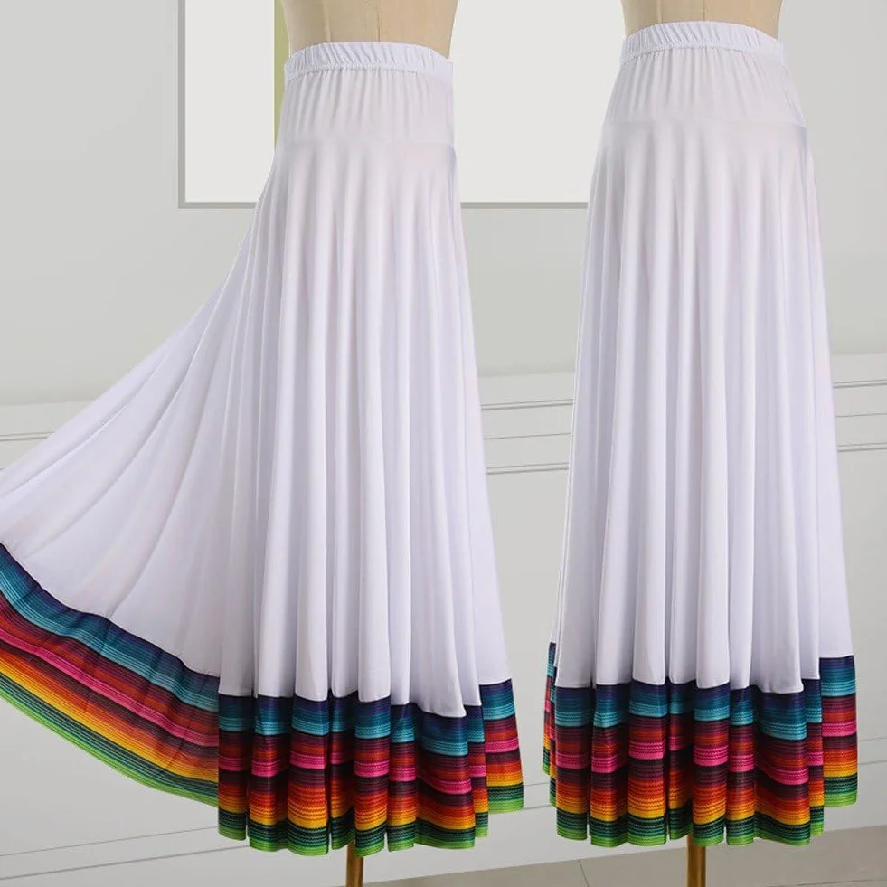 Gonne Danza Folcloristica Messicana Lunghe Colorate Swing Flamenco Spagnolo Costume per Donna