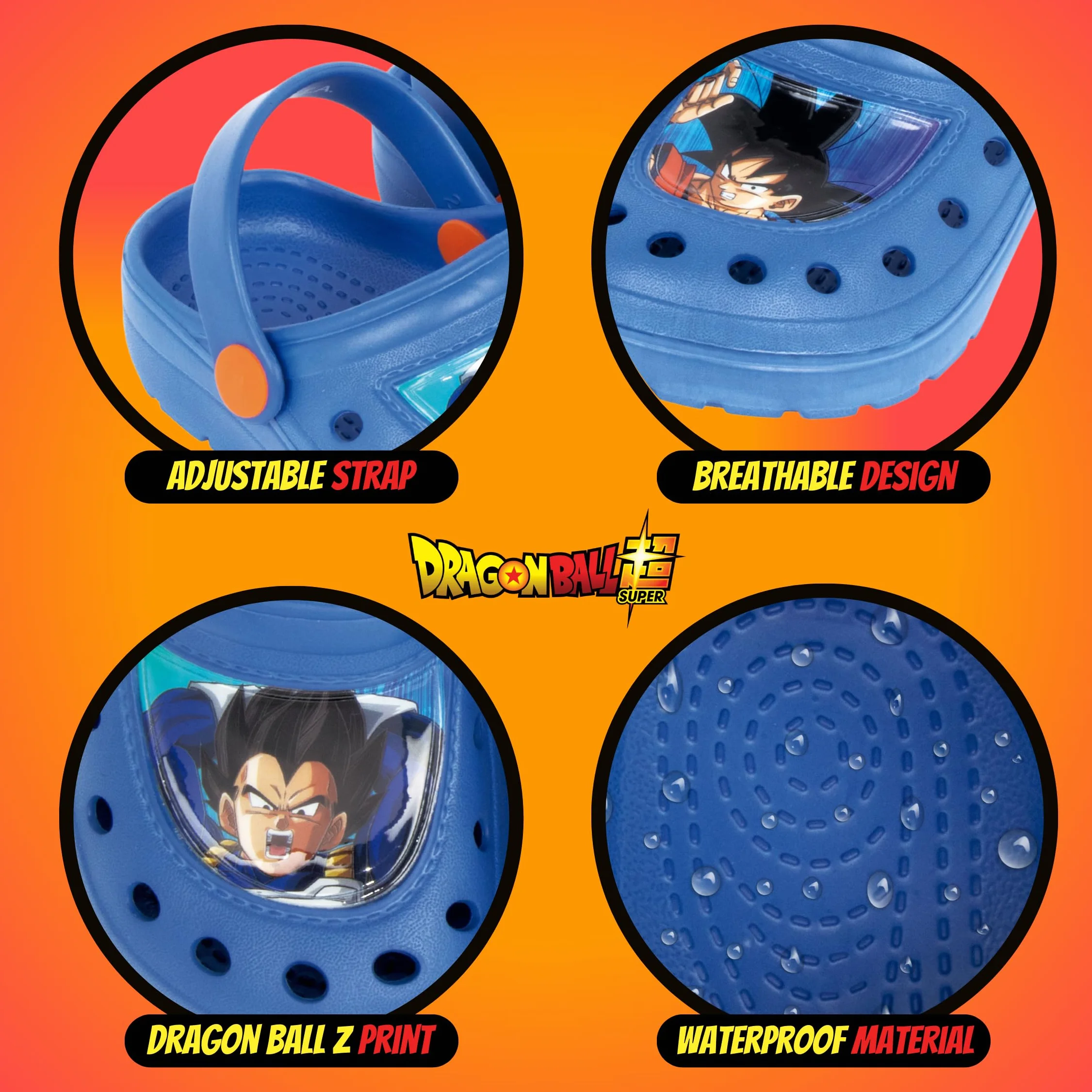 Dragon Ball Z Zoccoli per bambini, design Goku, sandali classici, taglie EU 22-33