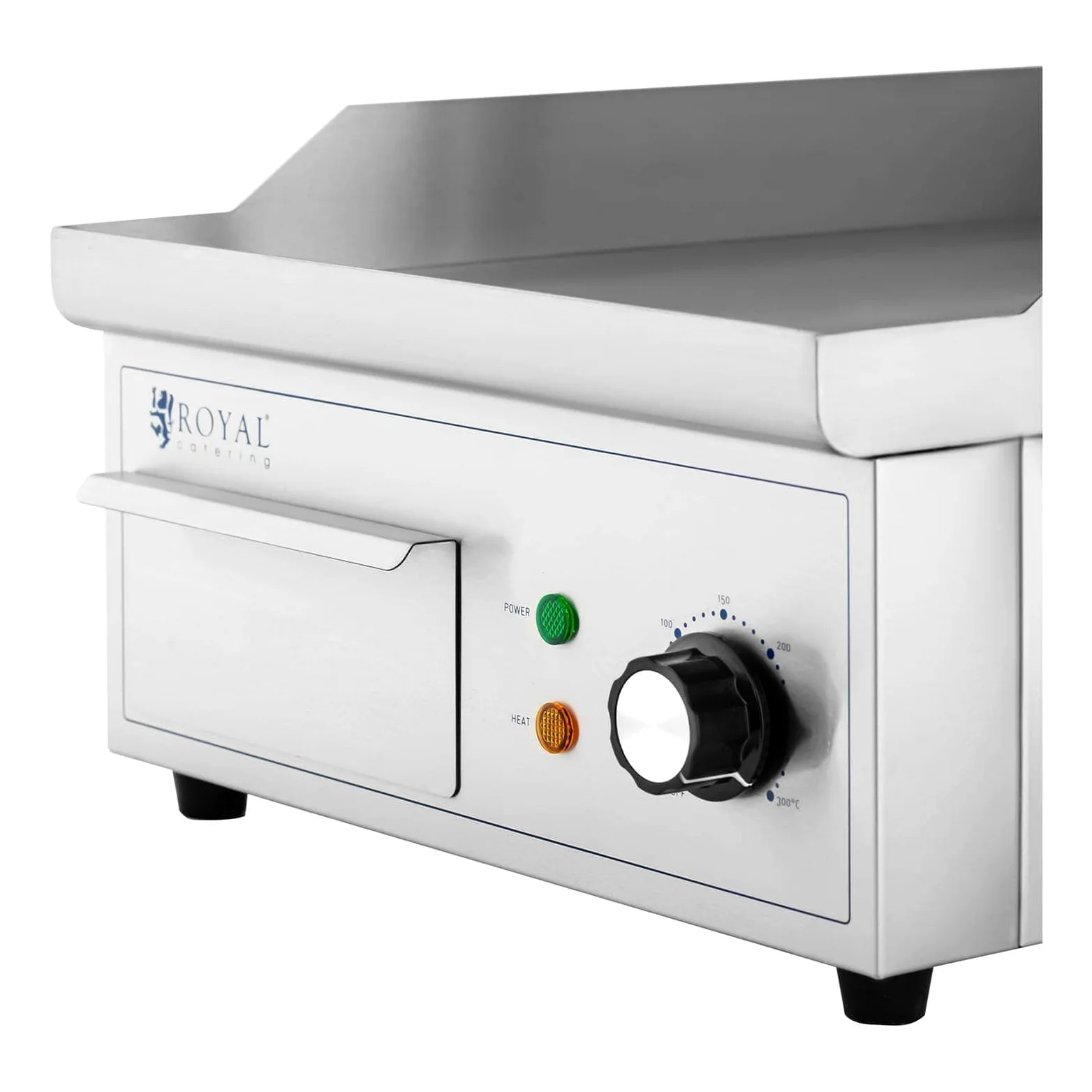 Royal Catering RCPG45-S - Padella elettrica 350 x 380 mm, piatta, 2000 W, griglia elettrica con parte superiore elettrica, griglia elettrica e piano cottura (acciaio inossidabile, ghisa)