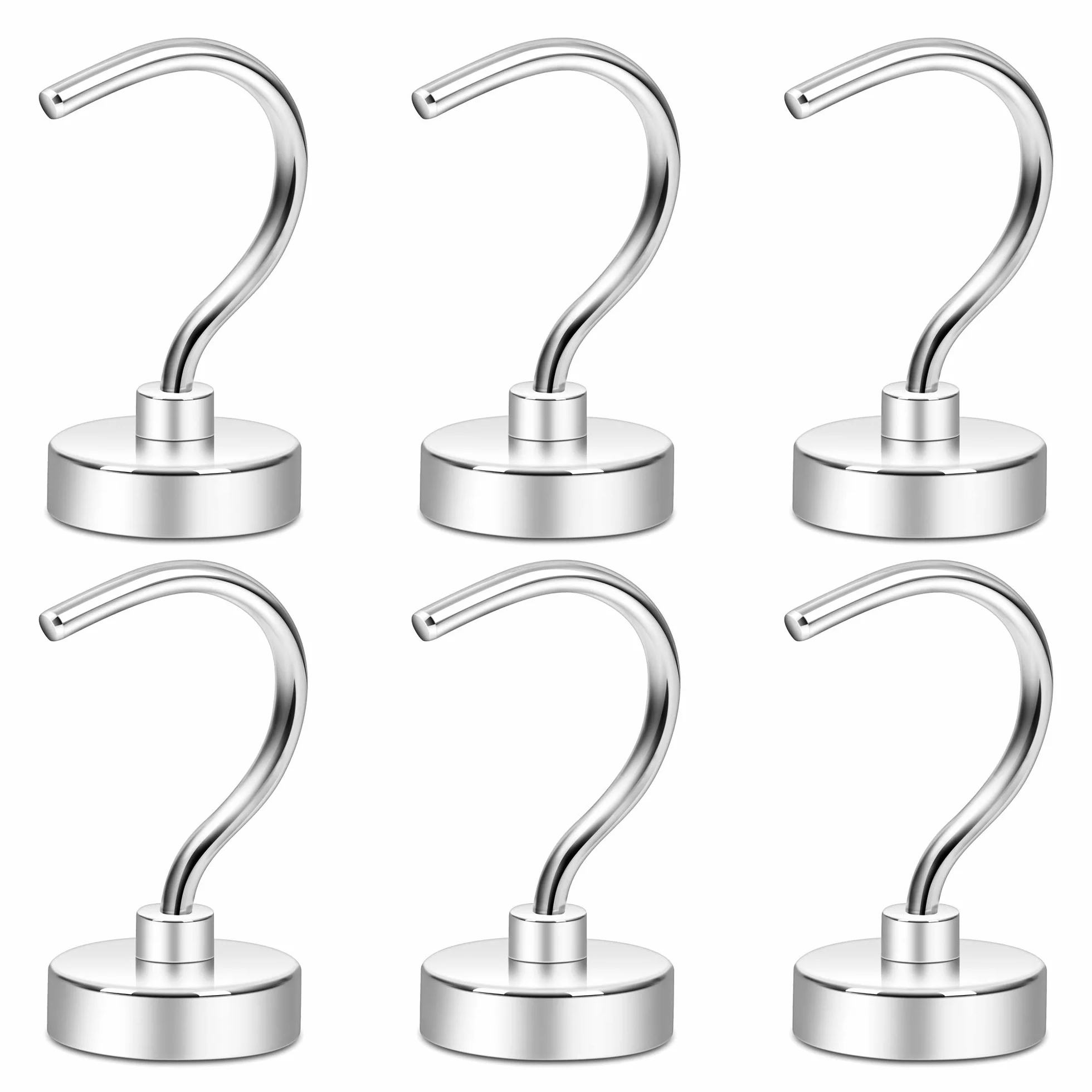 Ganci magnetici da 30 kg, base lavorata a CNC, bianco argentato, confezione da 6
