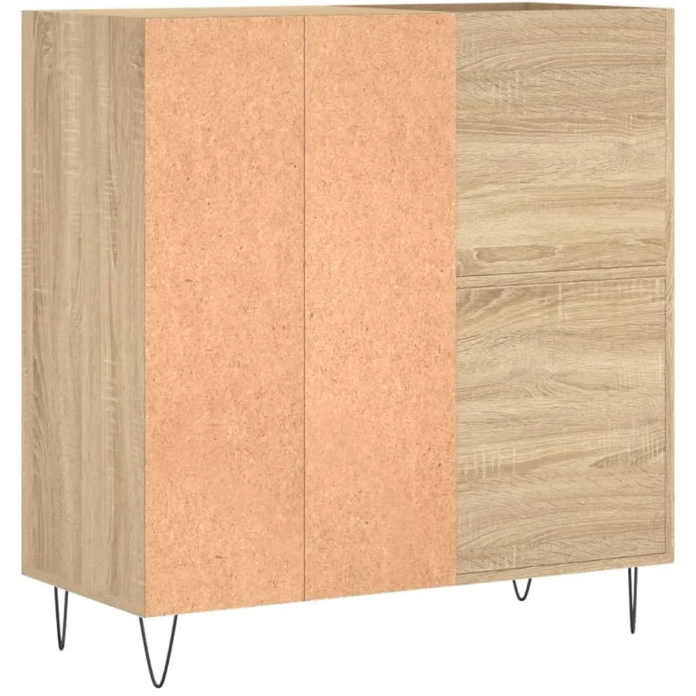 ARKEM Mobile Porta Dischi Rovere Sonoma 84,5x38x89, Supporto per Giradischi in Legno Multistrato con Spazio di Archiviazione