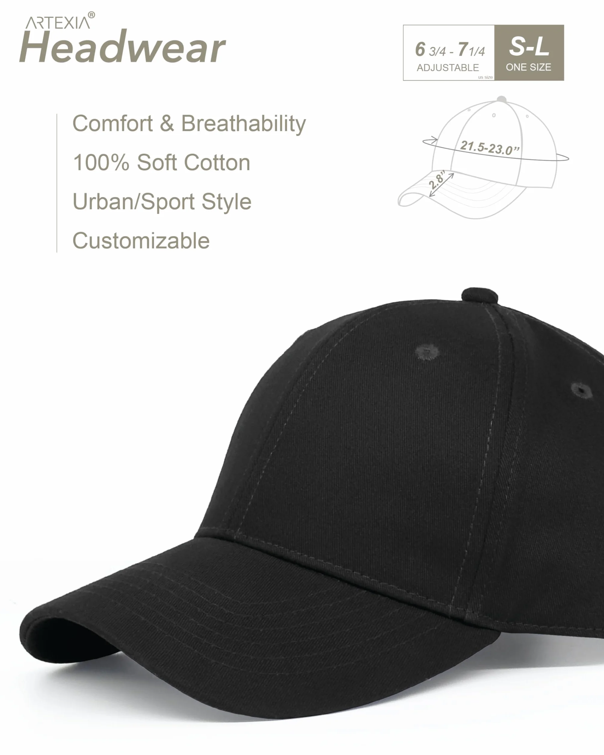 Artexia Cappellino Baseball Cap Unisex 100% Cotone Regolabile