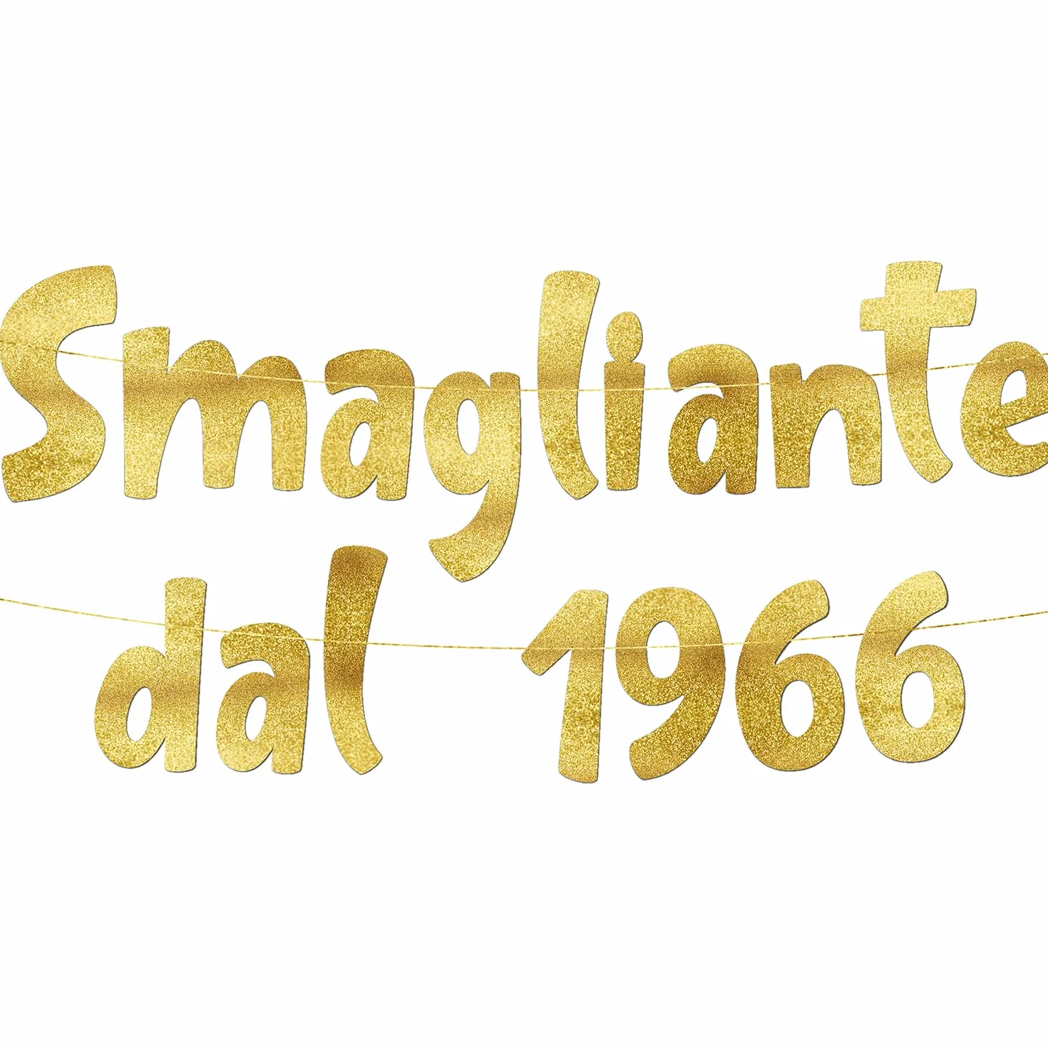 60° Compleanno Striscione "Smagliante Dal 1966" Oro Glitterato – Decorazioni Compleanno Divertenti, Gadget & Regali per Lei e Lui