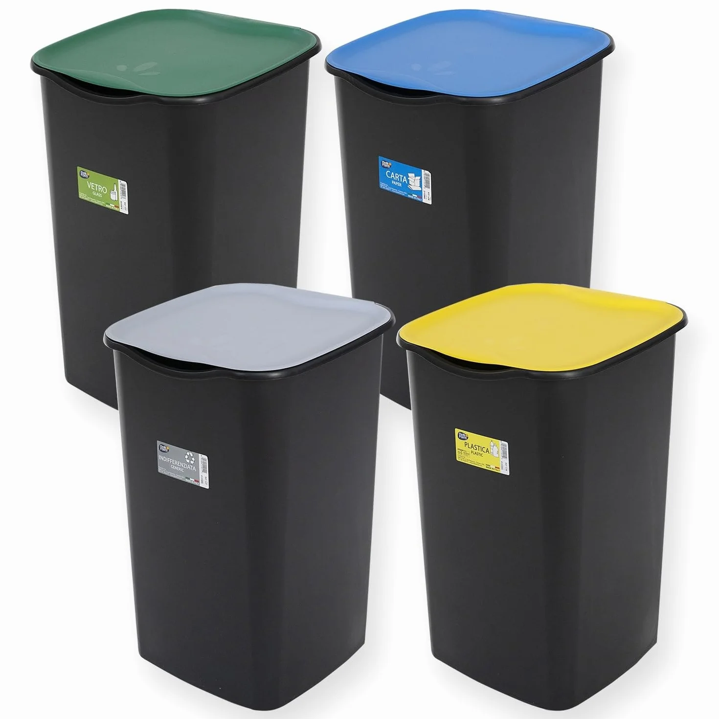Tre Ti TRT536 Pattumiera, Riciclo, Nero/Grigio, 50 lt