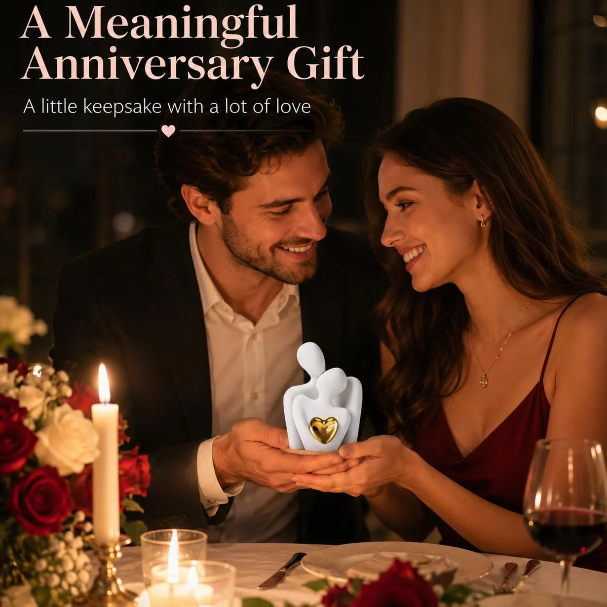 XMGZQ Regali di Coppia, Coppia di Innamorati Statua Decorativa da Interno per Coppie, Soprammobili Moderni per Casa - Scultura d'Amore, Regalo Anniversario Romantico