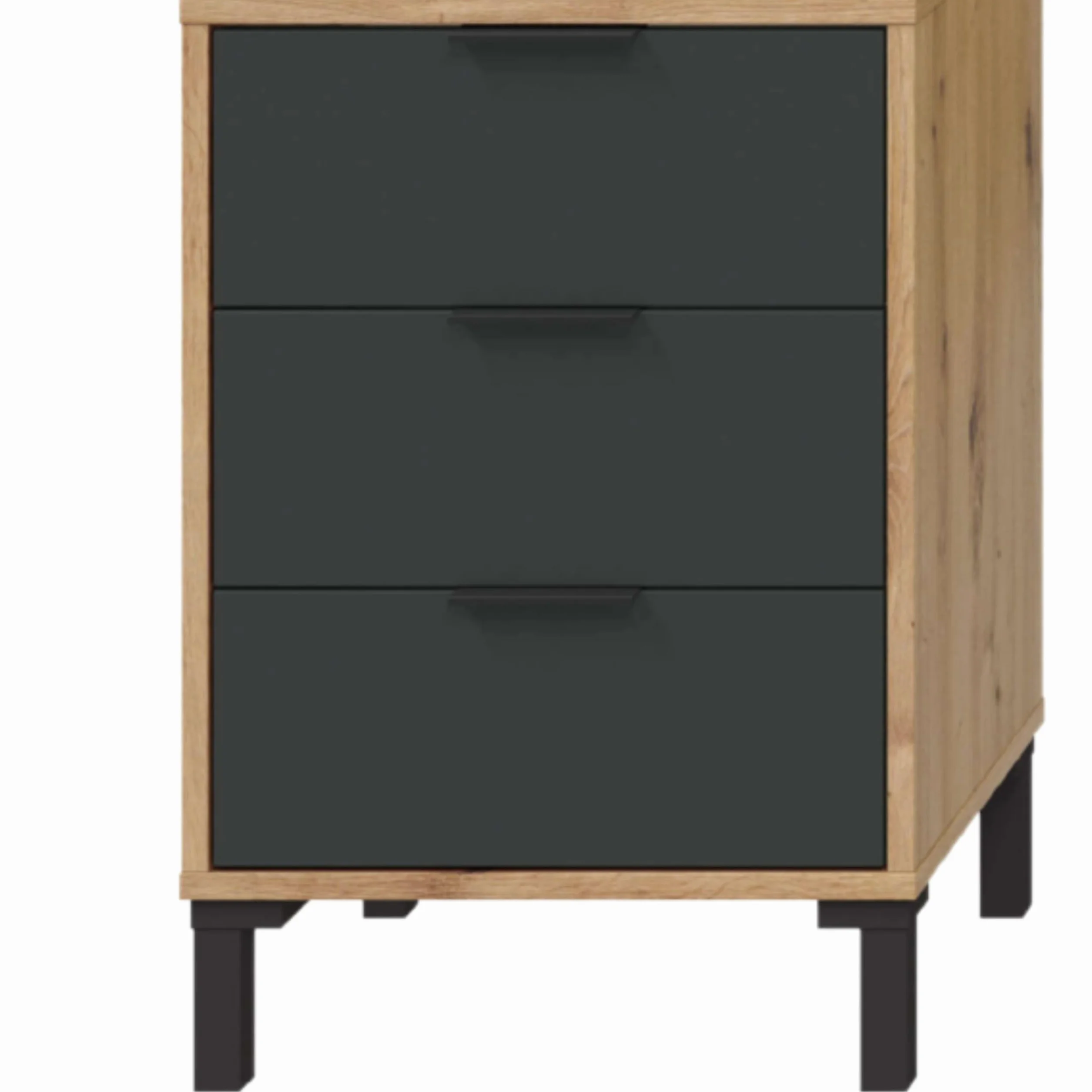 Testina + 2 comodini di notte, testiera per letto matrimoniale, modello Enzo, finitura in rovere Nodi e grigio antracite, Dimensioni: 160 cm (larghezza) x 60 cm (altezza) x 2,5 cm (profondità)