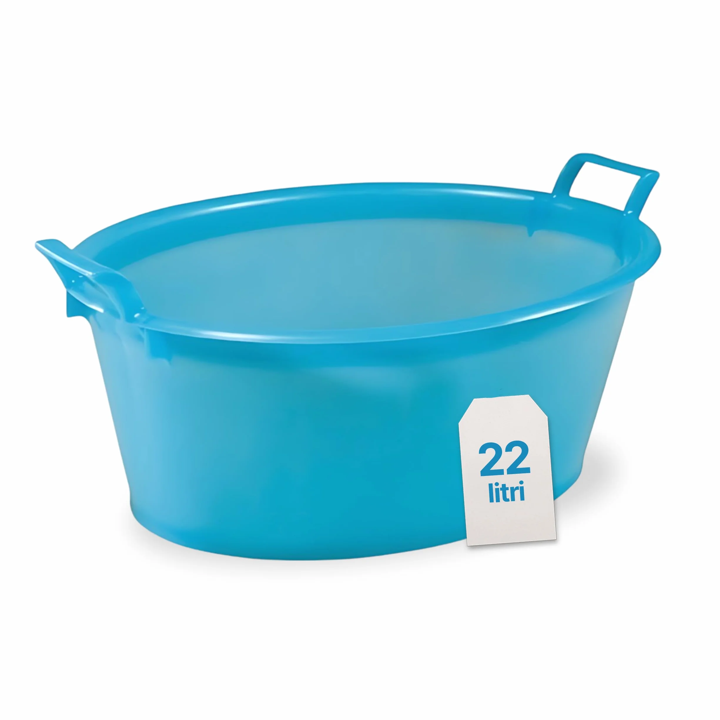 TOMAINO - Bacinella Bucato in Plastica Rigida Ovale- Contenitore Portabiancheria Multiuso per Casa, Lavaggio Panni e Cane - Catino per Bucato 22 lt Ø 55 cm
