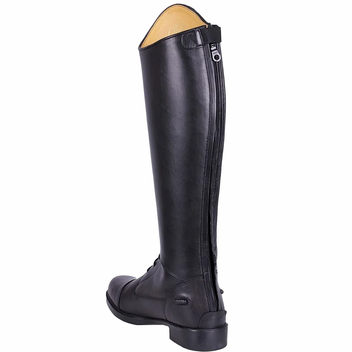 QHP Romy Stivali da equitazione in pelle design intercambiabile nero larghezza polpaccio