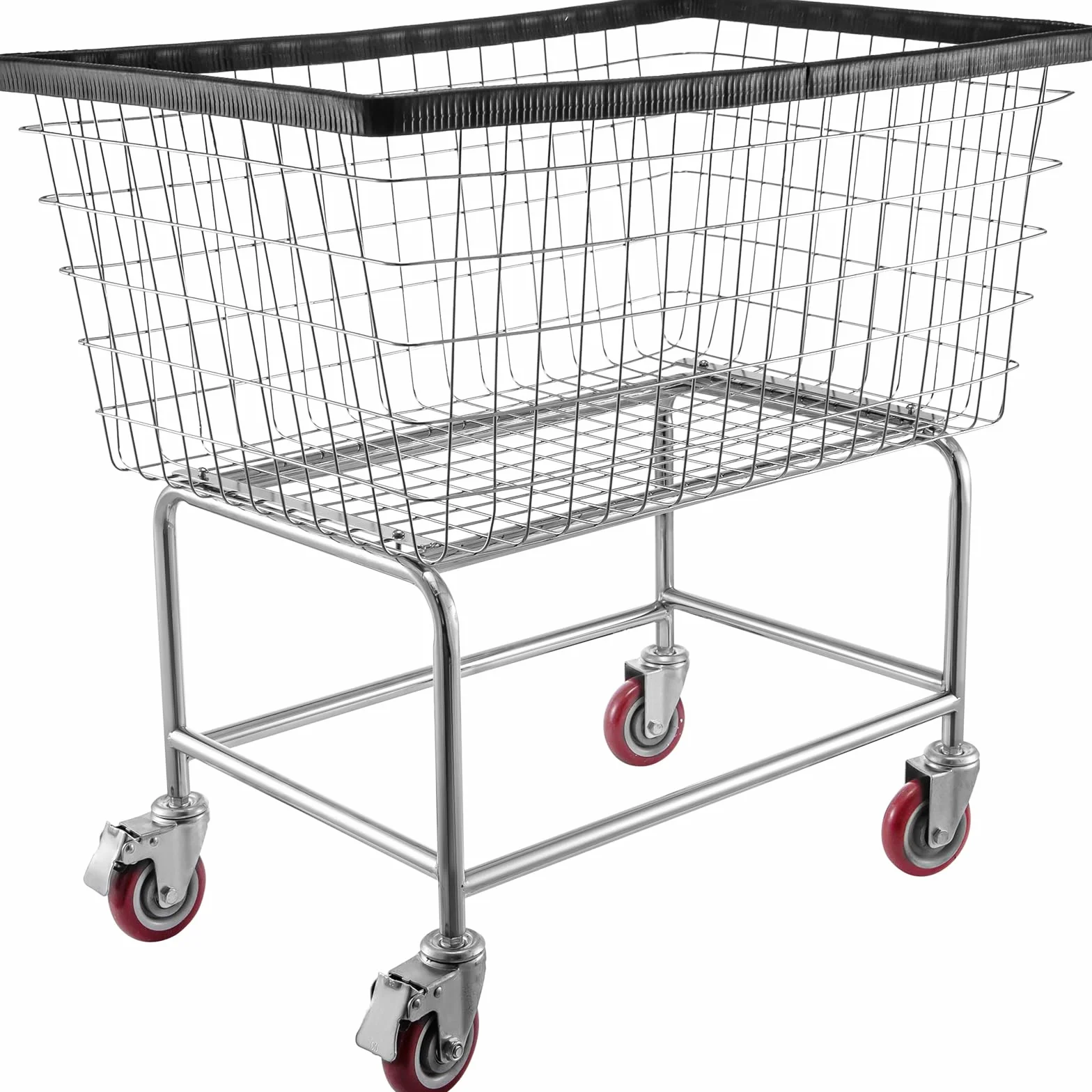 VEVOR Carrello portabiancheria in filo metallico con ruote, Carrello portabiancheria in filo metallico commerciale da 35''x15,7''x22'', Telaio in acciaio con finitura cromata