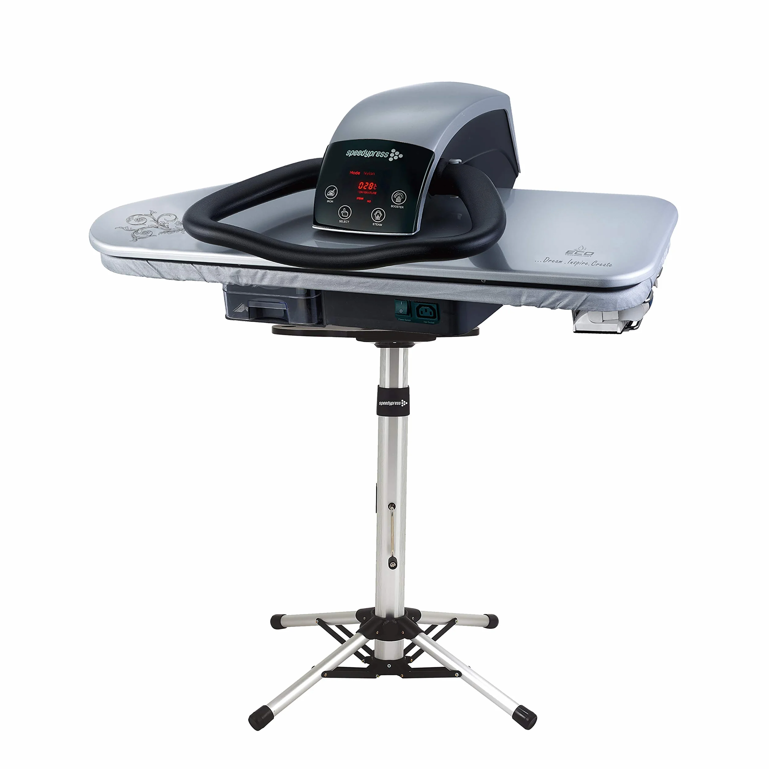 Speedypress Pressa da Stiro a Vapore 81HD-Argento Robusto Professionale, 81cm con Supporto