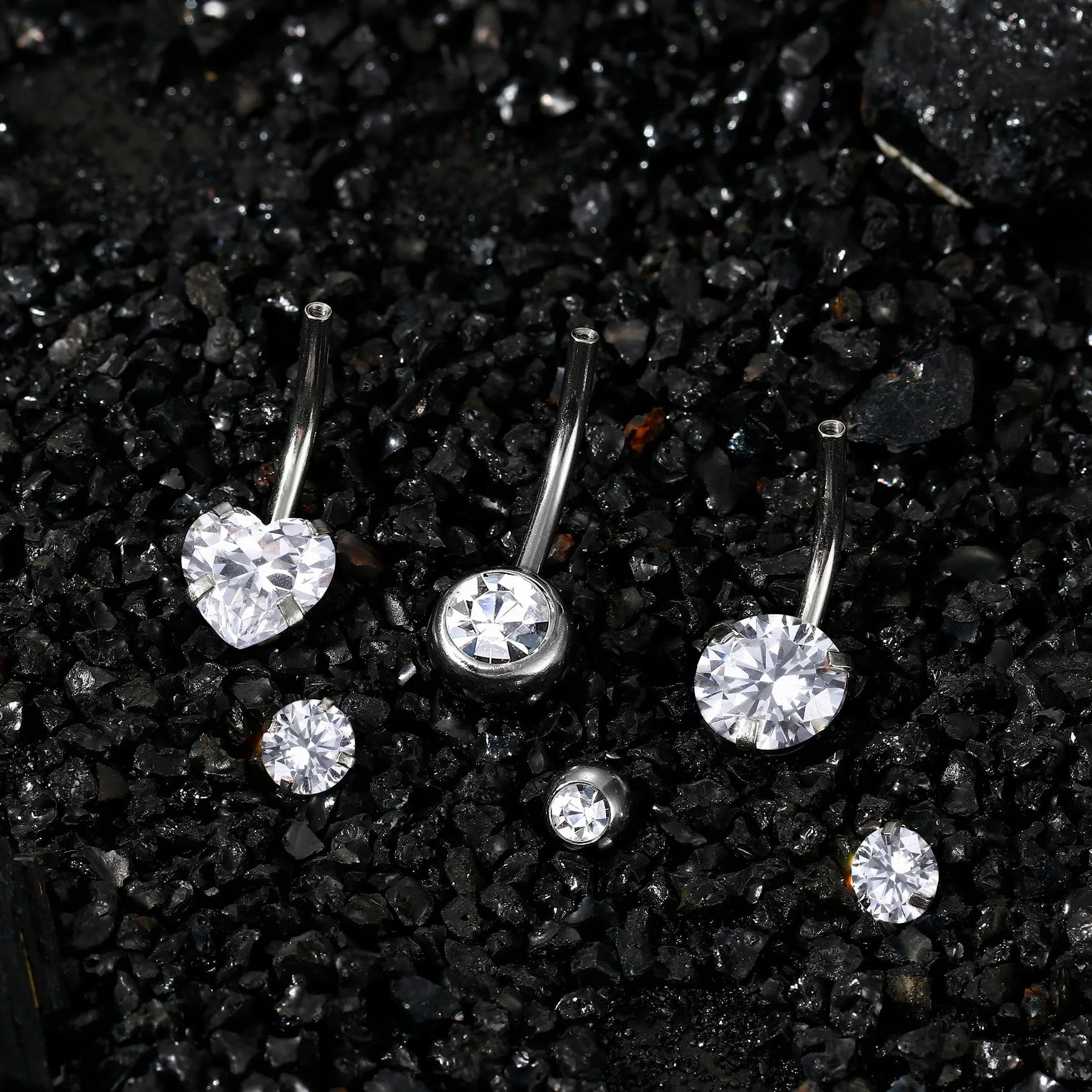 Piercing Ombelico 316L Acciaio Chirurgico Anello 14G CZ Barra Lungo Barbell Ventre 8-16mm Donna Uomo