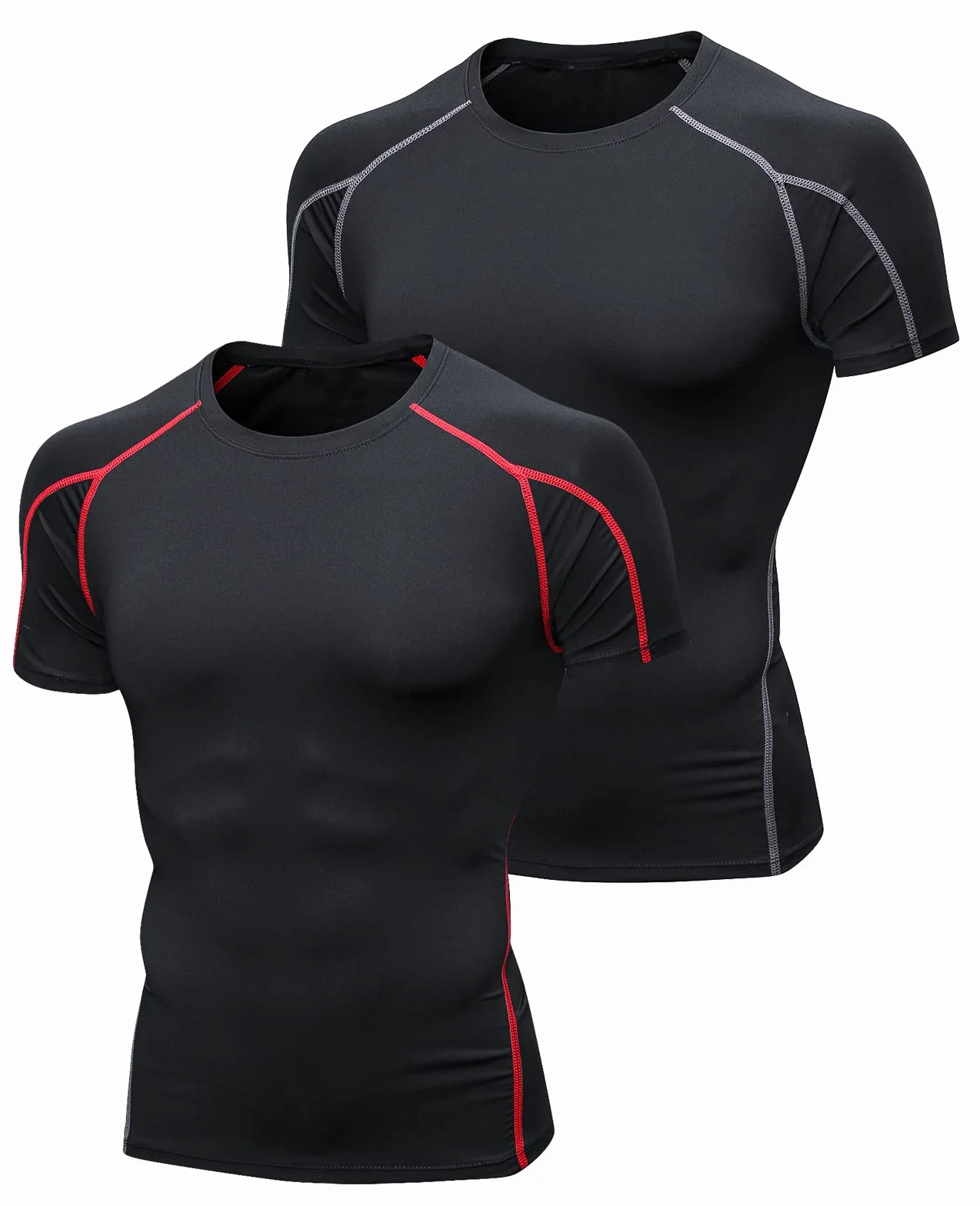 Niksa 2 Pezzi Fitness T-Shirt Maglia Compressione Uomo Maniche Corte Asciugatura Rapida Maglia da Sport per Corsa
