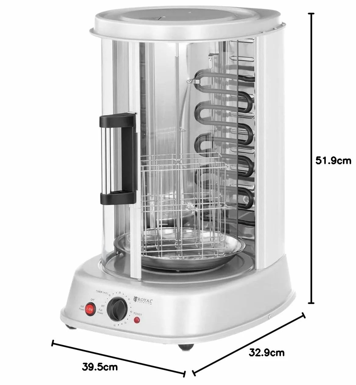 Royal Catering Grill Verticale Elettrico Grill Elettrico Verticale Professionale RCGV-1800 (4-in-1, Potenza: 1.800 W, Temperatura fino a 160 °C, Timer di 60 min)