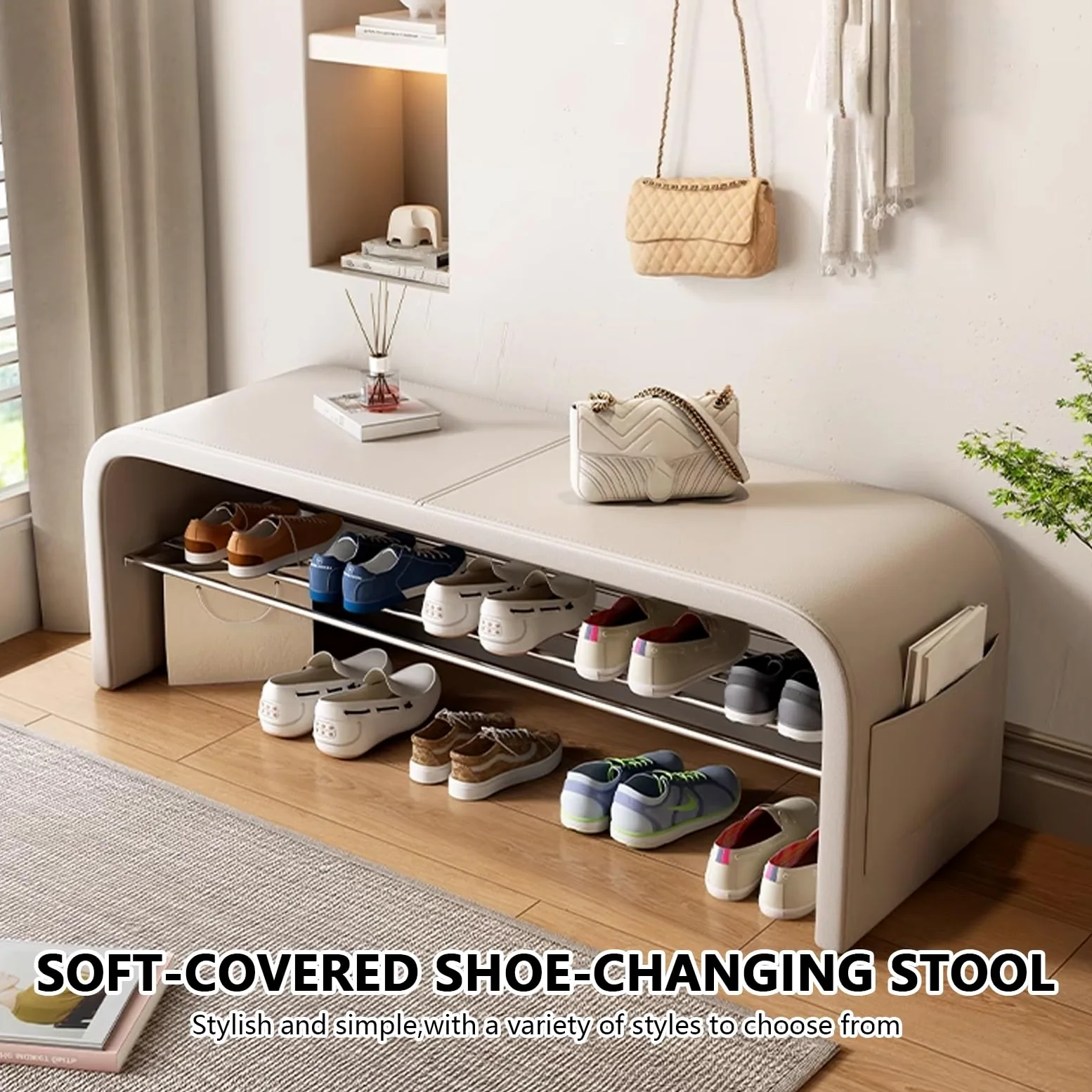 Panca scarpiera corridoi Imbottito, scarpiera camera da letto con seduta, moderno imbottita panca porta scarpe, scarpiera salvaspazio con seduta, panca ingresso al coperto, Adatto soggiorni, foyer.