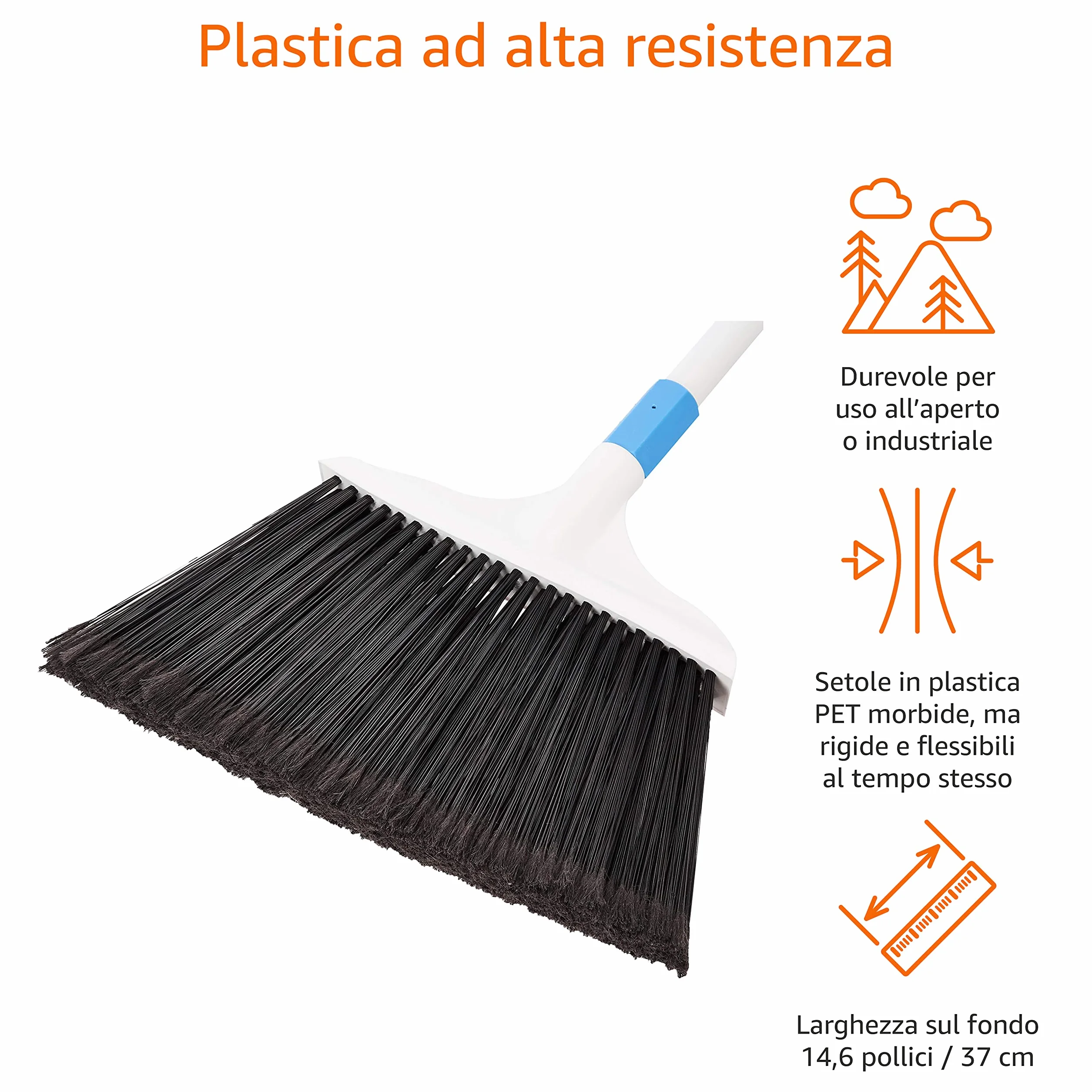 Amazon Basics Scopa per impieghi gravosi, blu e bianco
