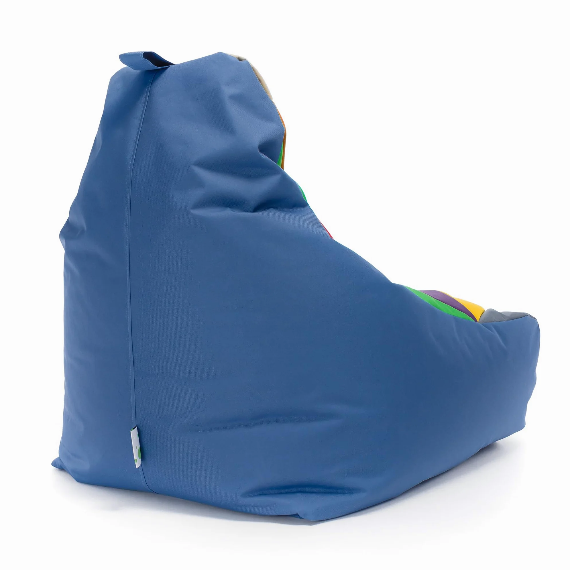 Ecopuf - Pouf Keiko Patchwork Poltrona da Esterno Impermeabile - Pouf Imbottito in Palline di Polistirolo - Relax Soggiorno - M - 100x80x85 cm, Miscela/Blu