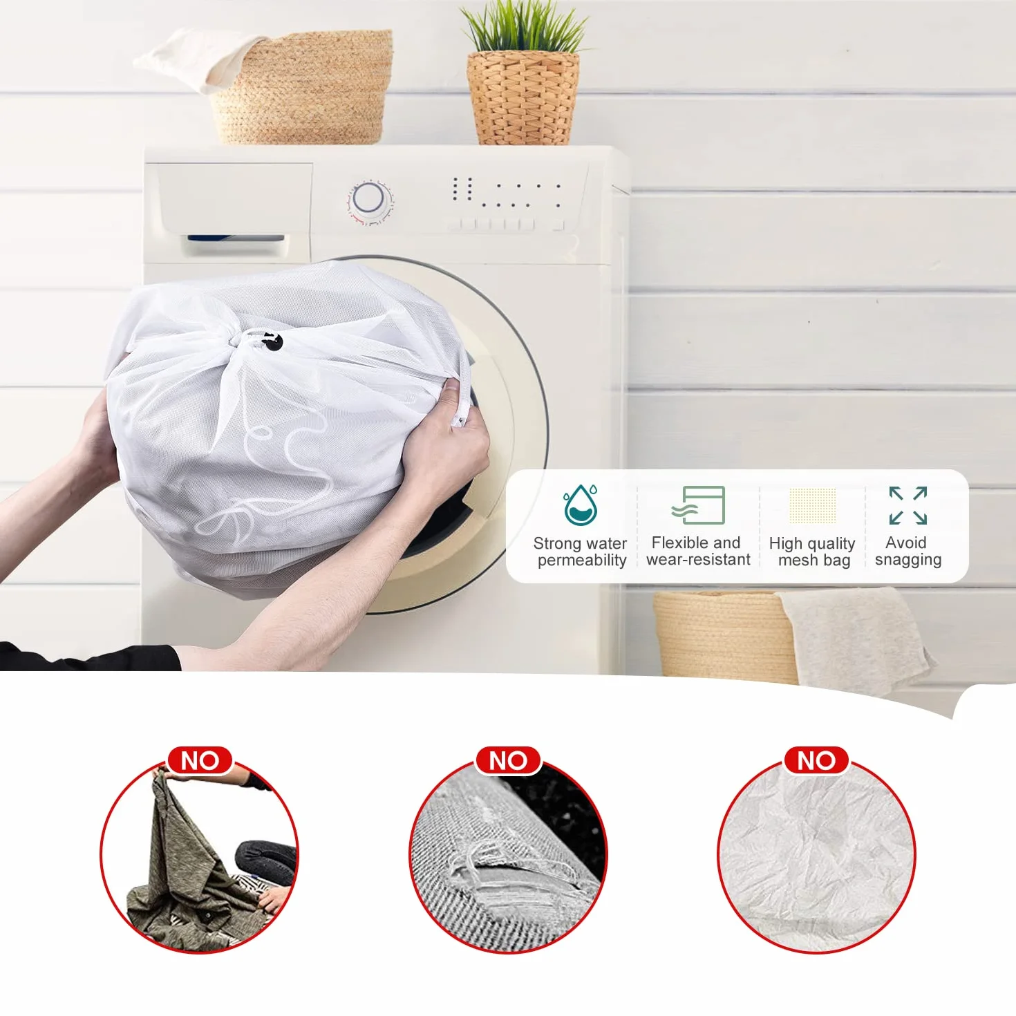 OTraki 2 Pezzi Retina per Lavatrice, 50x60cm Sacchetto Lavatrice Grandi Sacco Biancheria Sporca Con Couliss Laundry Bag Riutilizzabili per Bucato Asciugatrice per Delicati Tende Maglieria