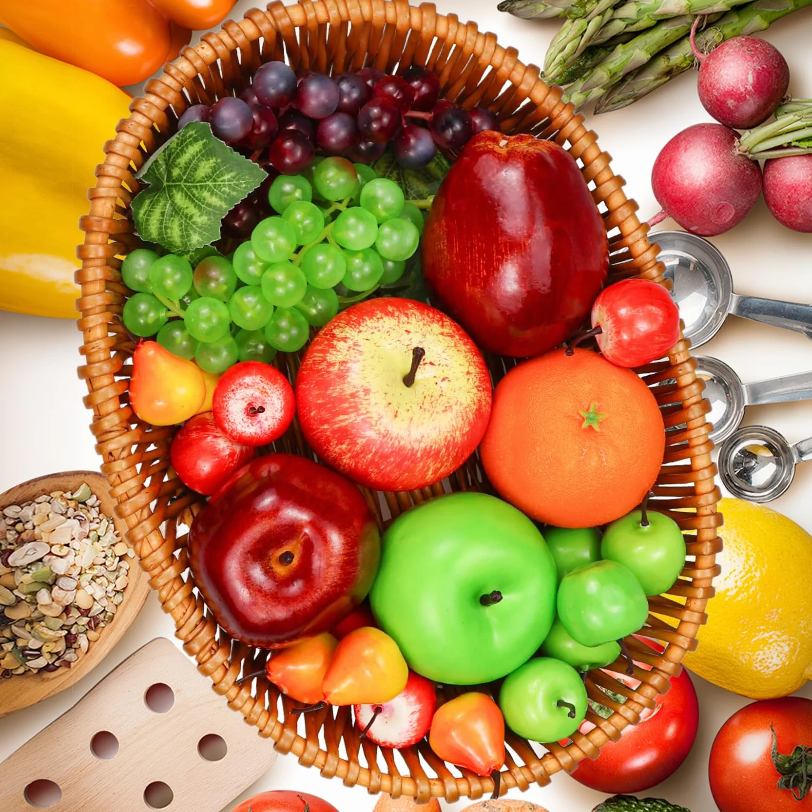 Frutti Finti 22 Pezzi Frutta Artificiale Decorazione Set Assortito