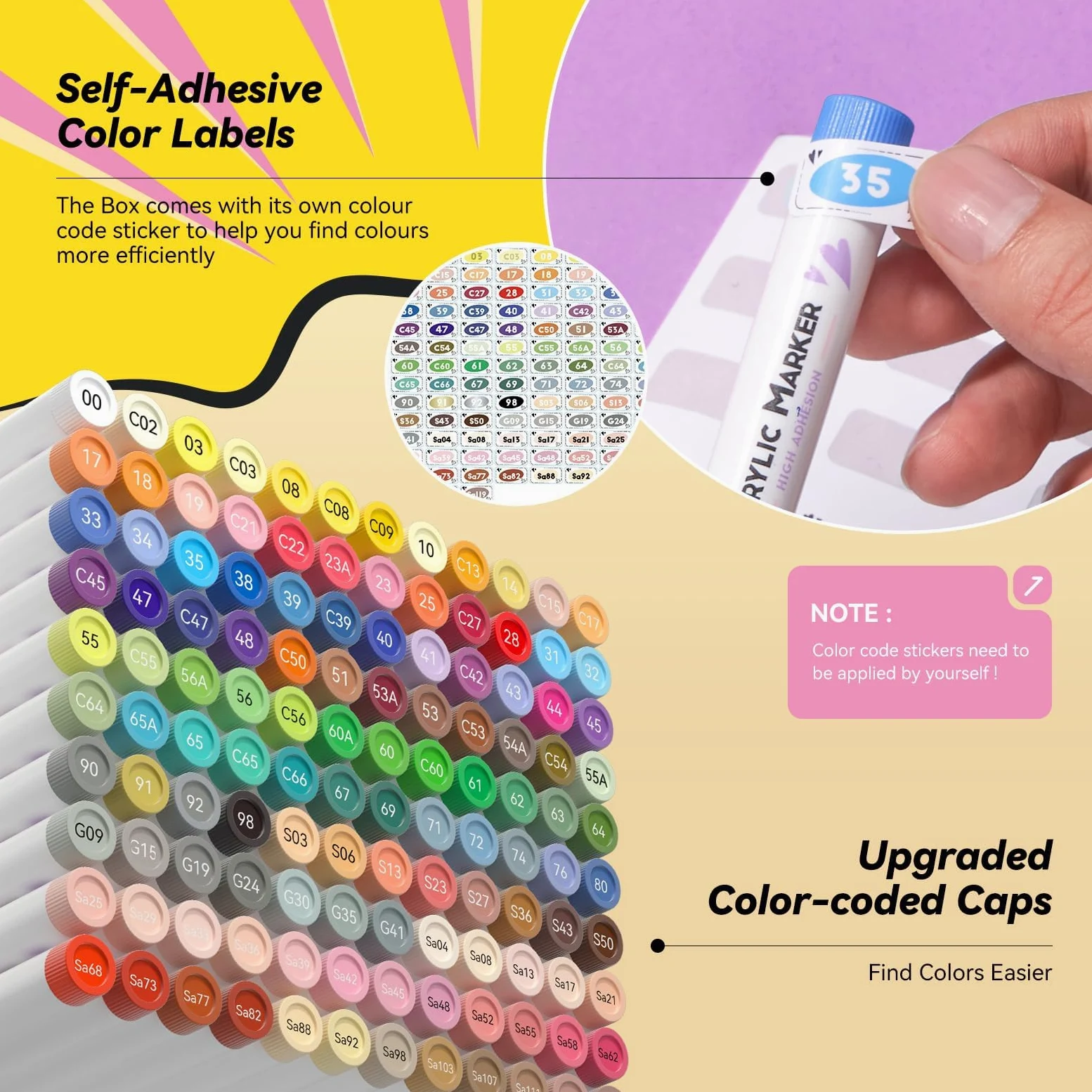 Arrtx Pennarelli acrilici 120 colori, pennarello acrilico con punta a pennello impermeabile per pittura su roccia, vetro, pietra, legno, ceramica, tessuto, metallo, asciugatura rapida per graffiti
