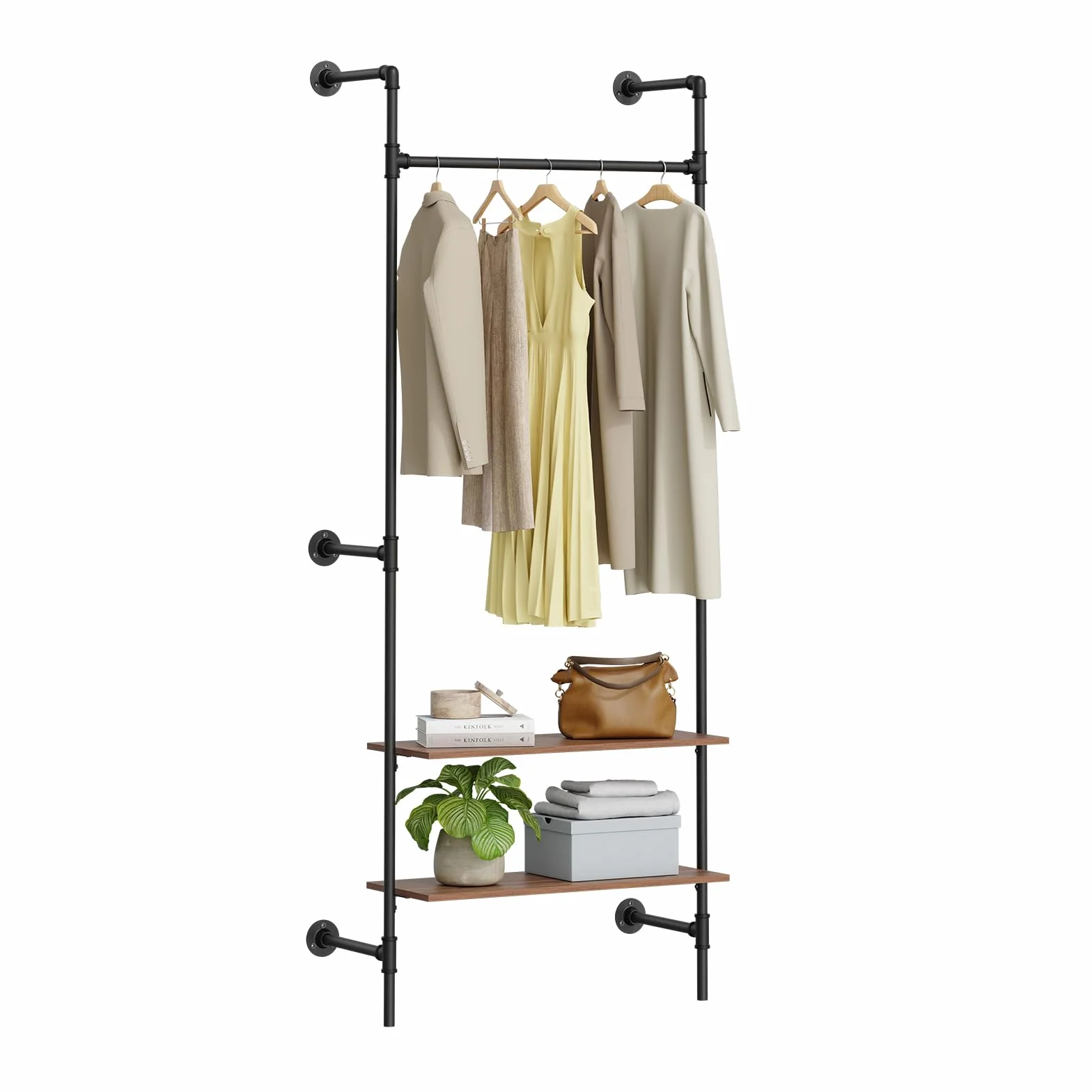 SoBuy Appendiabiti a Parete 45 kg 91,5x48x220 cm MDF Nero KLS20-SCH