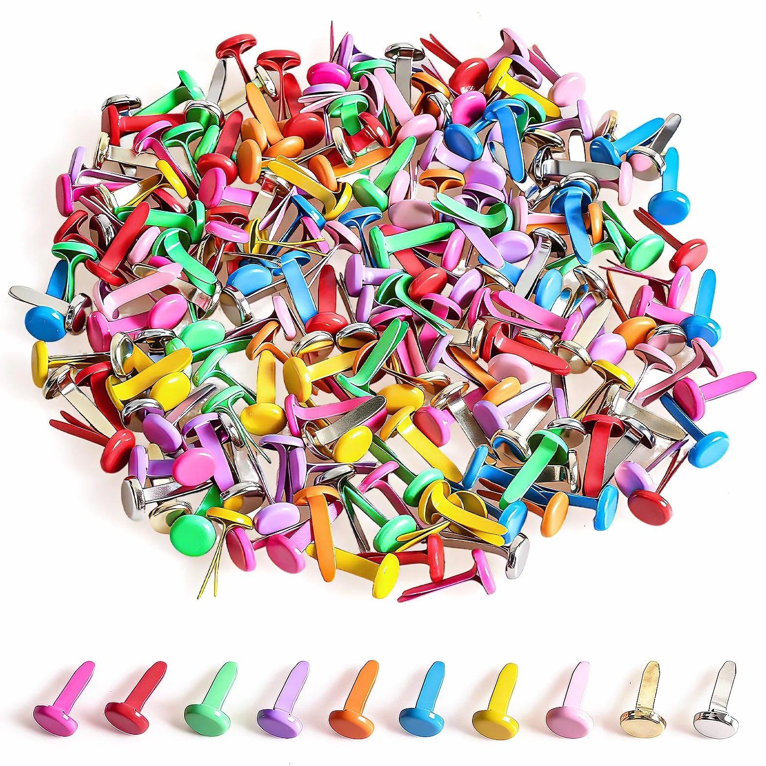 Moinkerin Brads Rotondi Metallo 200 Pezzi Fermacampioni Scrapbooking