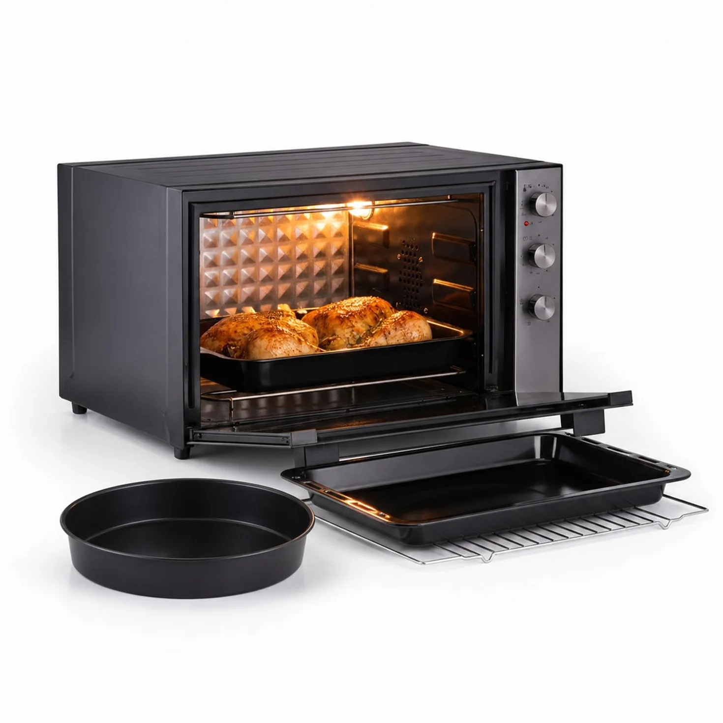 Forno Elettrico Ventilato XXL 70L 2500W con Doppia Resistenza, Timer, Cottura Combinata fino a 230°C