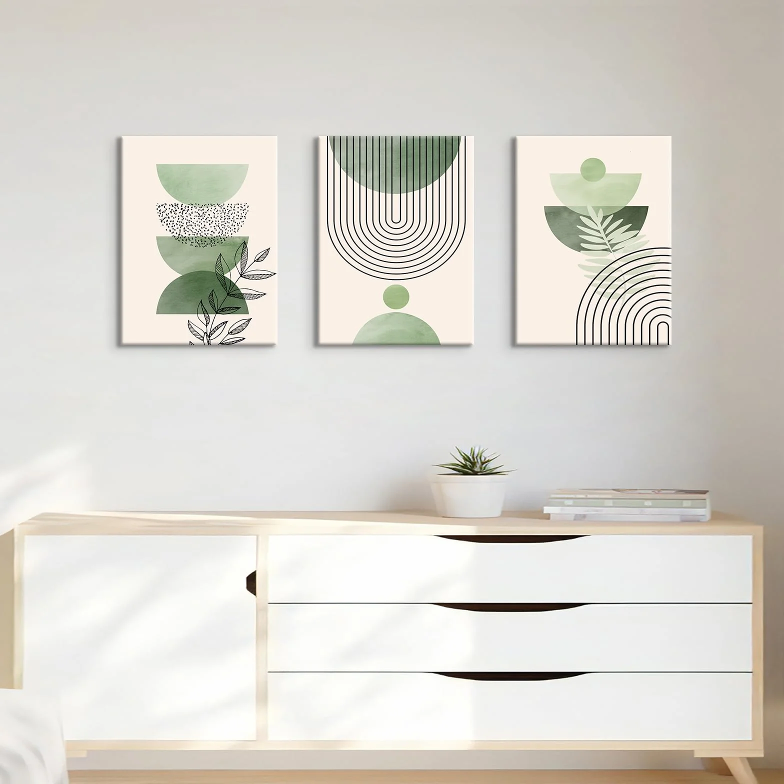 Pittura su tela Boho Salvia Verde Stampa su tela 90x40cm Quadri Moderni Decorazioni Murale