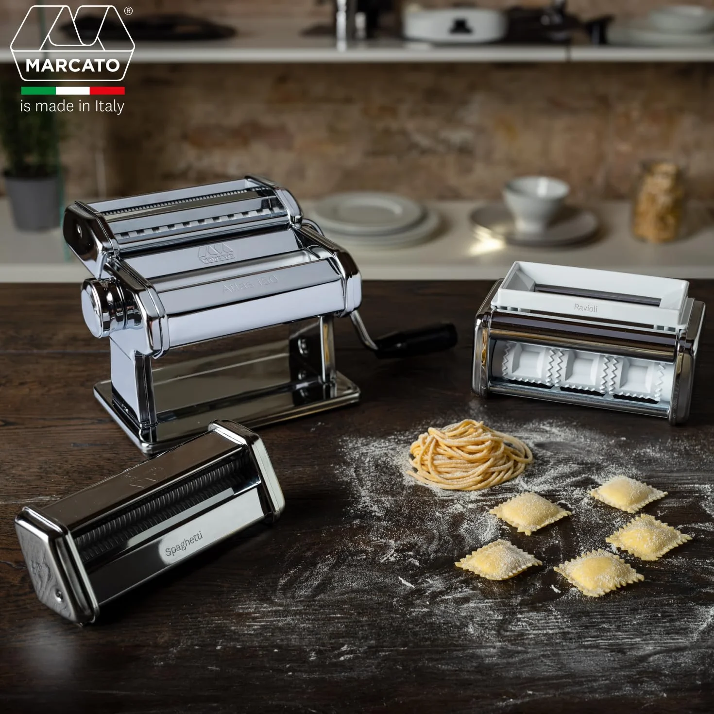Marcato GS-PASTASET Macchina per Pasta Manuale Acciaio Cromato Argento