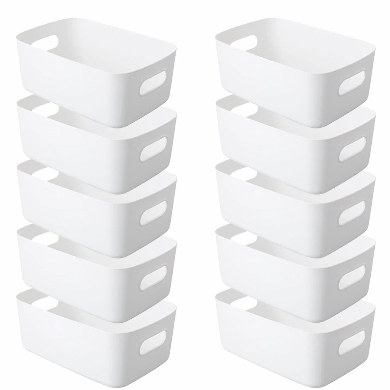Scatola portaoggetti in plastica 30x20x12cm con manici organizer per cucina bagno Bianco