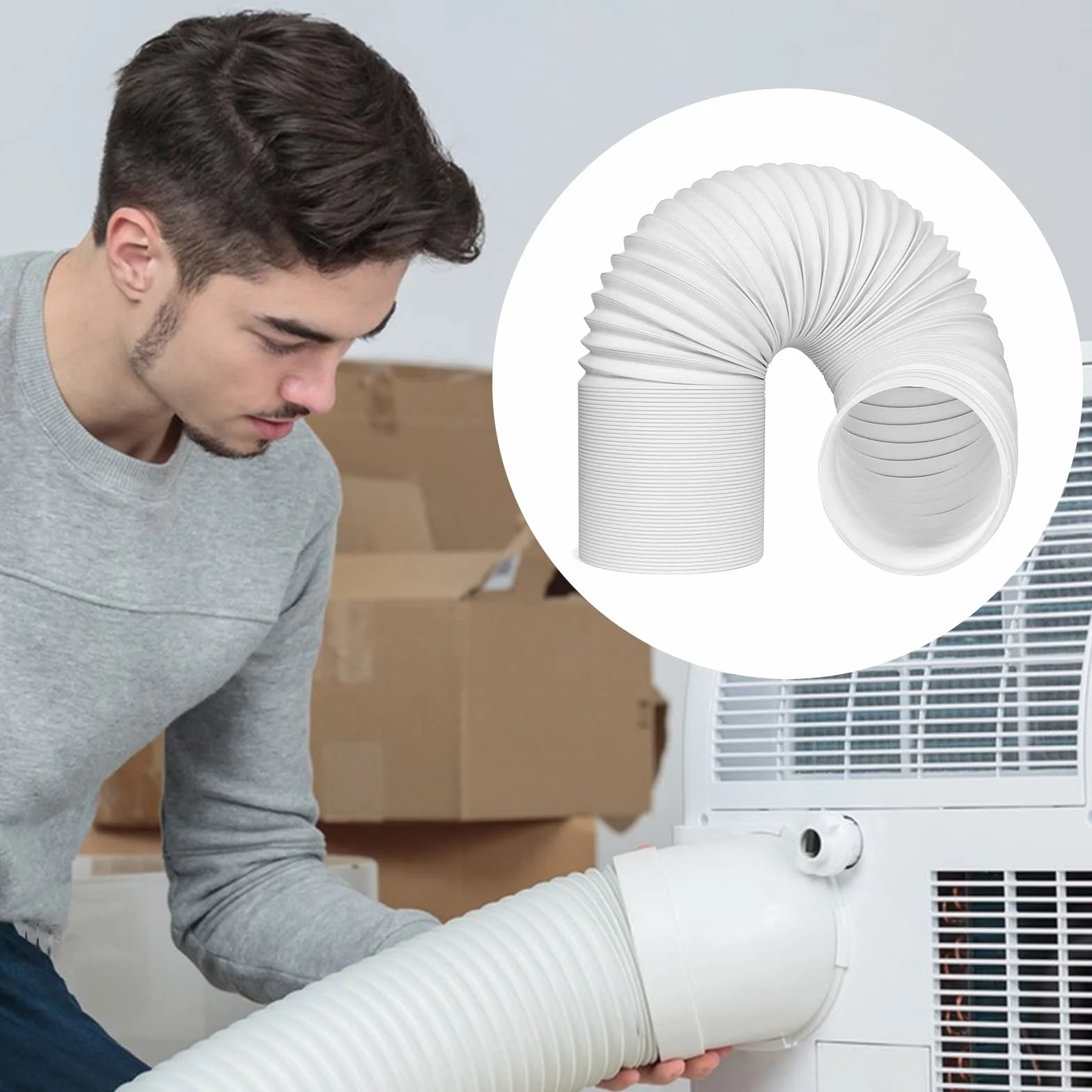 Tubo Climatizzatore Lunghezza 200cm Tubo di Scarico Aria Condizionata Portatile Tubo Flessibile di Scarico Diametro 130mm per Impianti di Climatizzazione Asciugatrice Cappa Aspirante