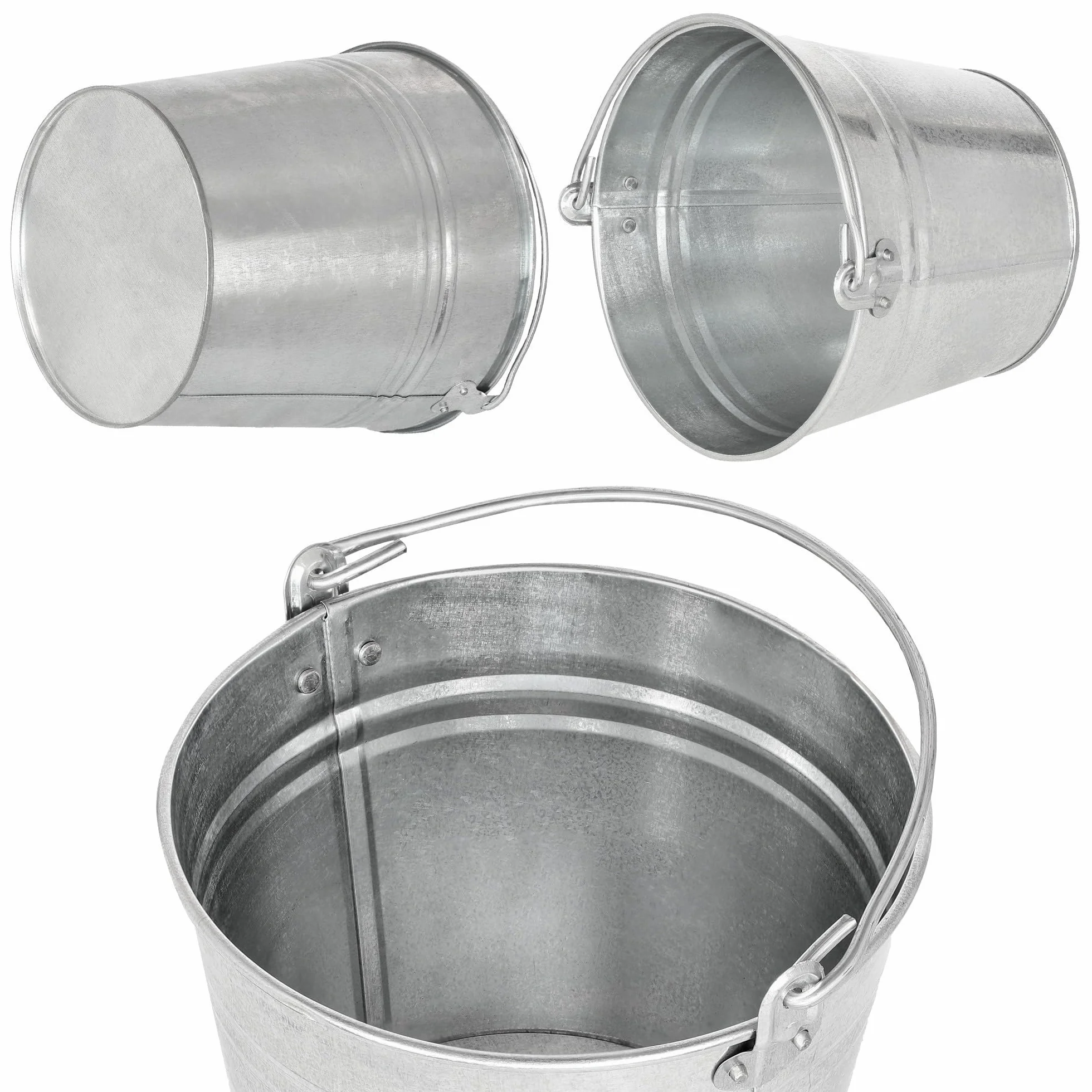 KOTARBAU® Secchio Metallo - Acciaio Zincato - 5 L - Argento - Secchio Muratore - per Cenere - Acqua