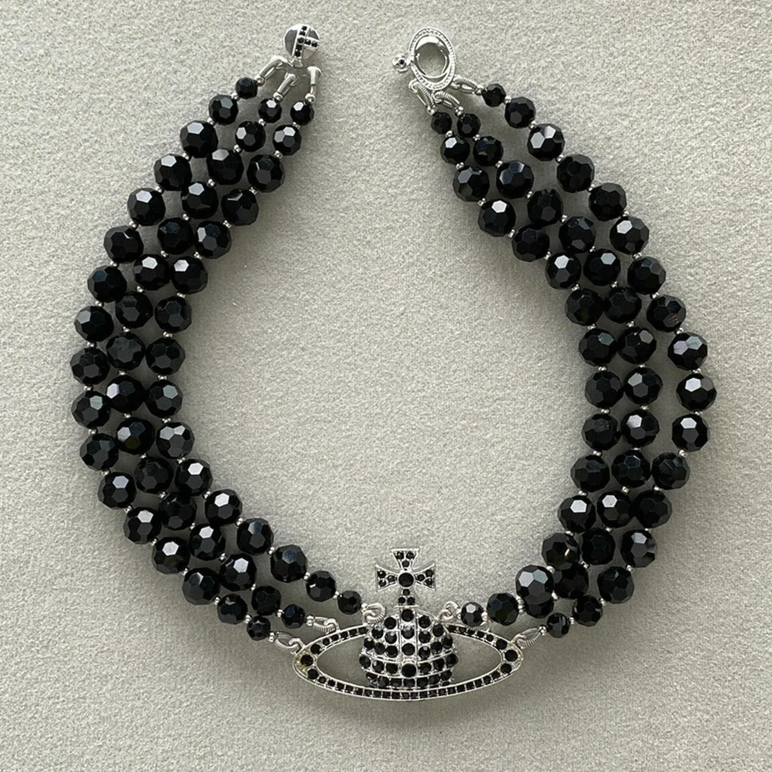 Collana di perle nere di Saturno temperamento, collana di perline nere con personalità creativa - Collana di perline nere