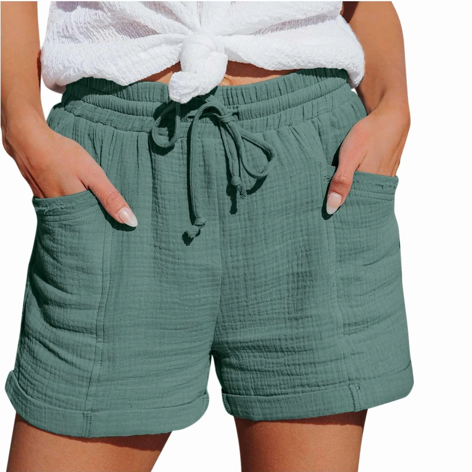 Bermuda Donna Estivi Pantaloni Larghi Pantaloncini in Lino Corti Leggeri Cotone Comodi per Mare e Tempo Libero Eleganti Casual alla Moda S-5XL