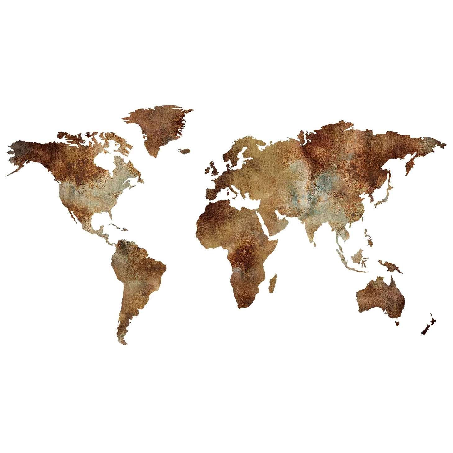 Giallobus - MAPPA DEL MONDO - DECORAZIONE DA PARETE IN LEGNO MDF (MDF metal effetto ruggine, 130L x 72l cm)