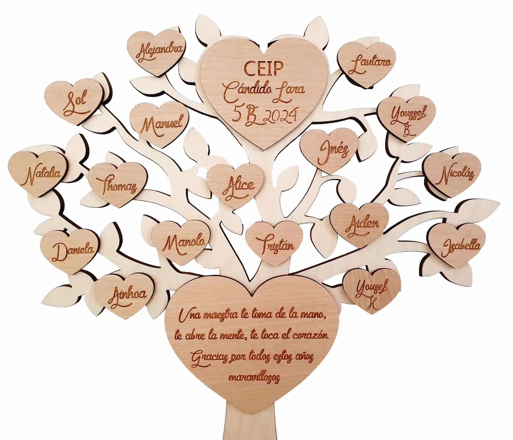 Albero della vita in legno personalizzato con nomi - regalo maestre nido, materna, elementari, mamma, compleanno