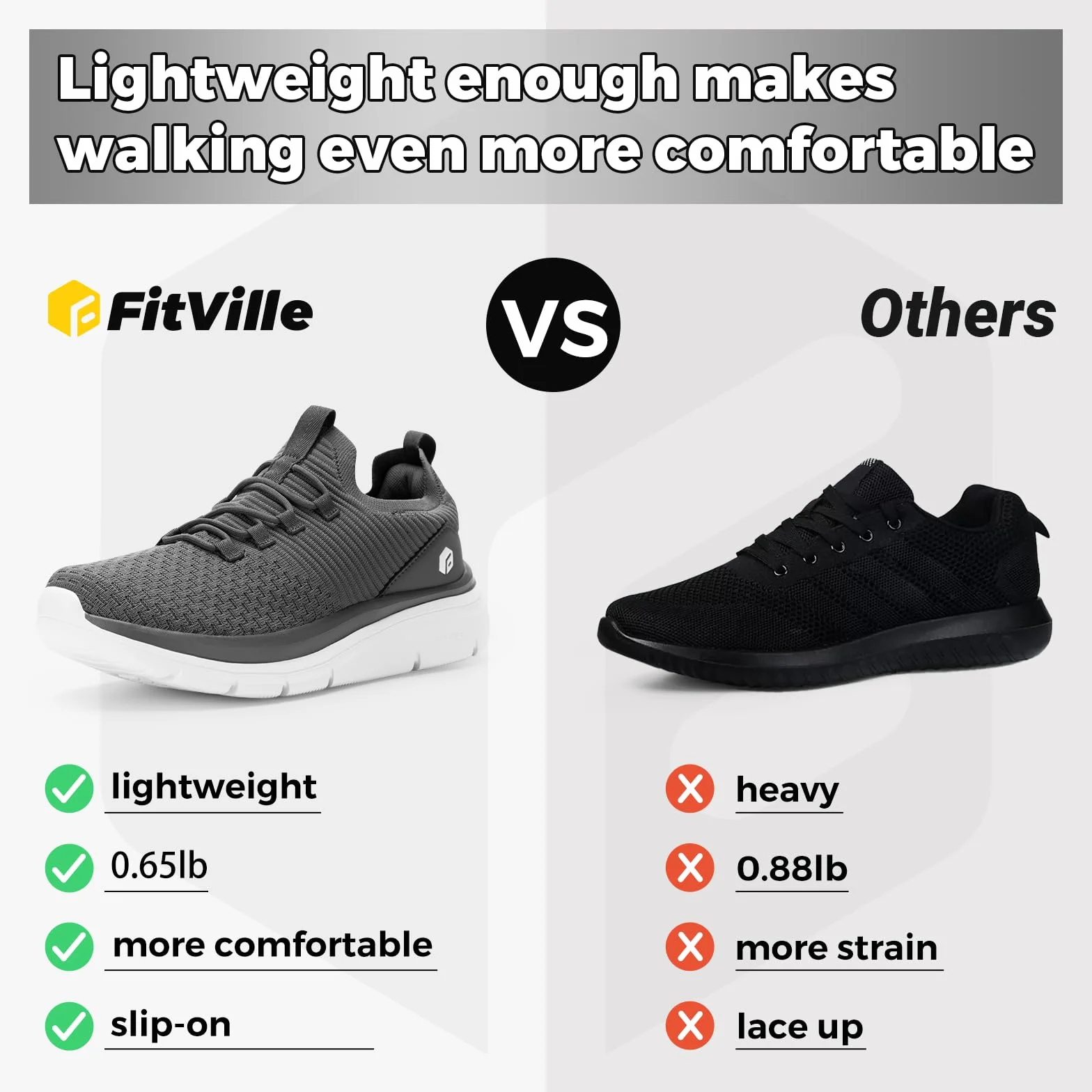 FitVille Scarpe da Ginnastica Uomo Extra Larghe Slip-on Sneaker