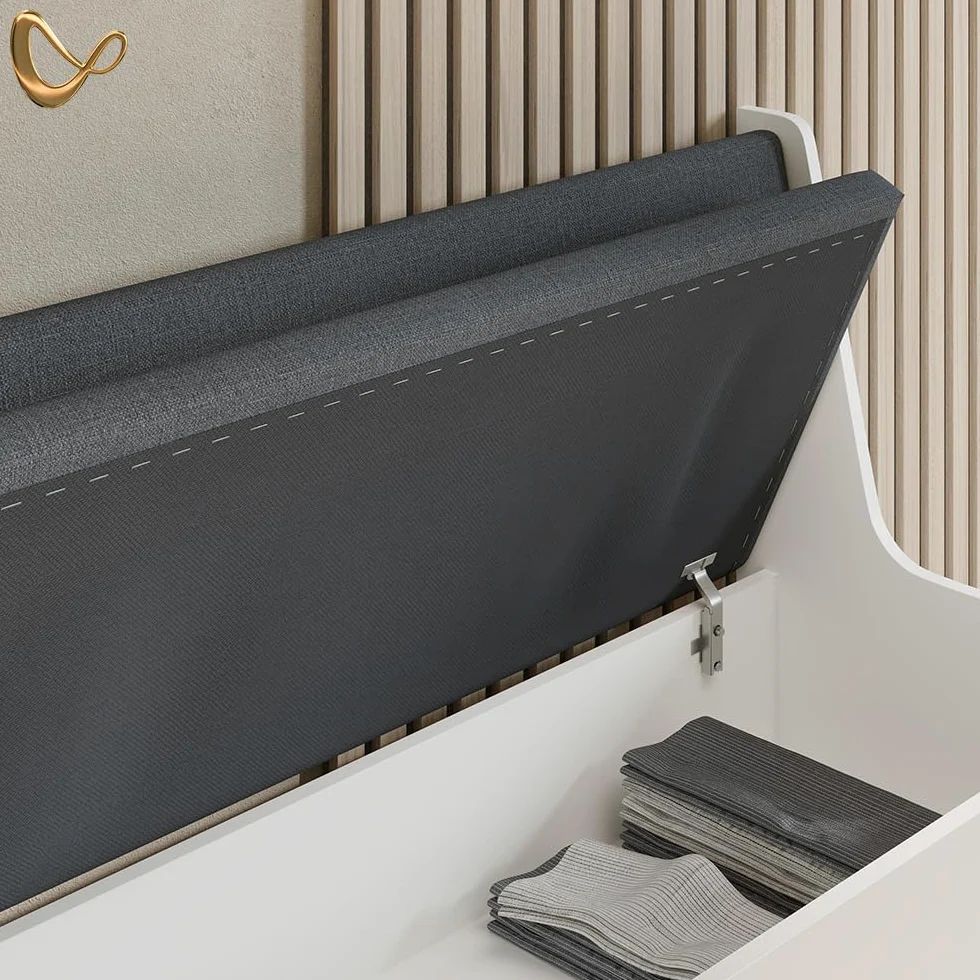 Livinity Panca ad angolo Tiberio, Bianco, 41.5 x 166.6 cm