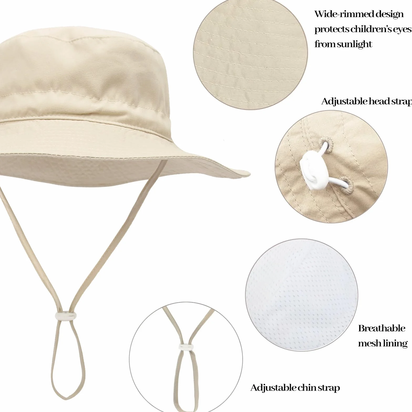 Cappello da Sole Bambini UPF 50+ Tesa Larga Spiaggia Secchiello Neonati