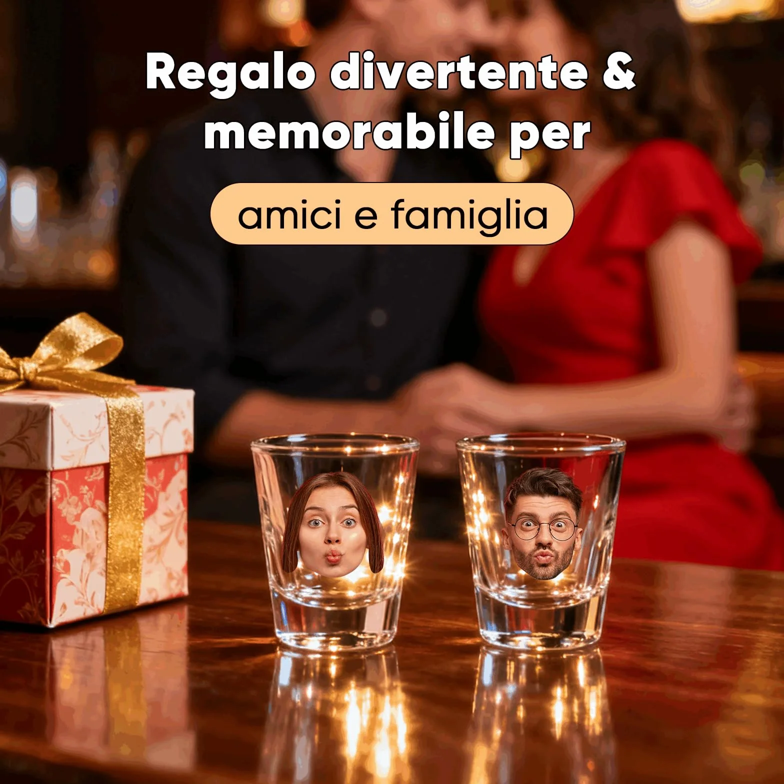 SOUFEEL Bicchieri da Shot Personalizzati con Foto, Set di 2 da 50 ml Vetro Regalo Divertente
