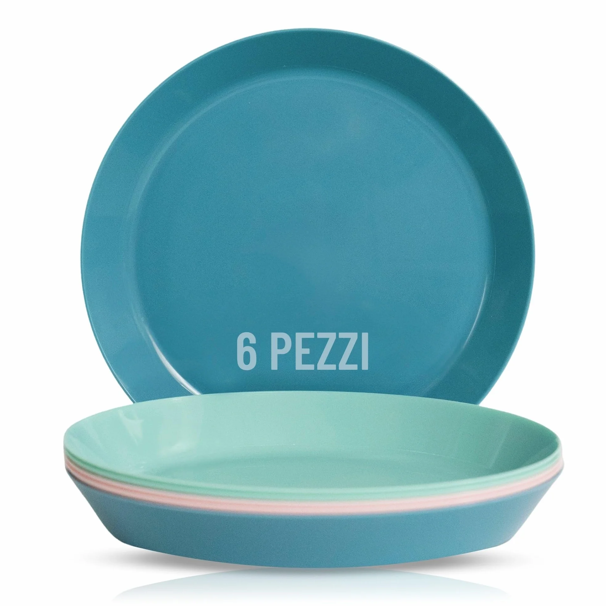 Piatti Plastica Rigida Lavabili 6 Pezzi Pastello per Campeggio Feste Microonde Lavastoviglie