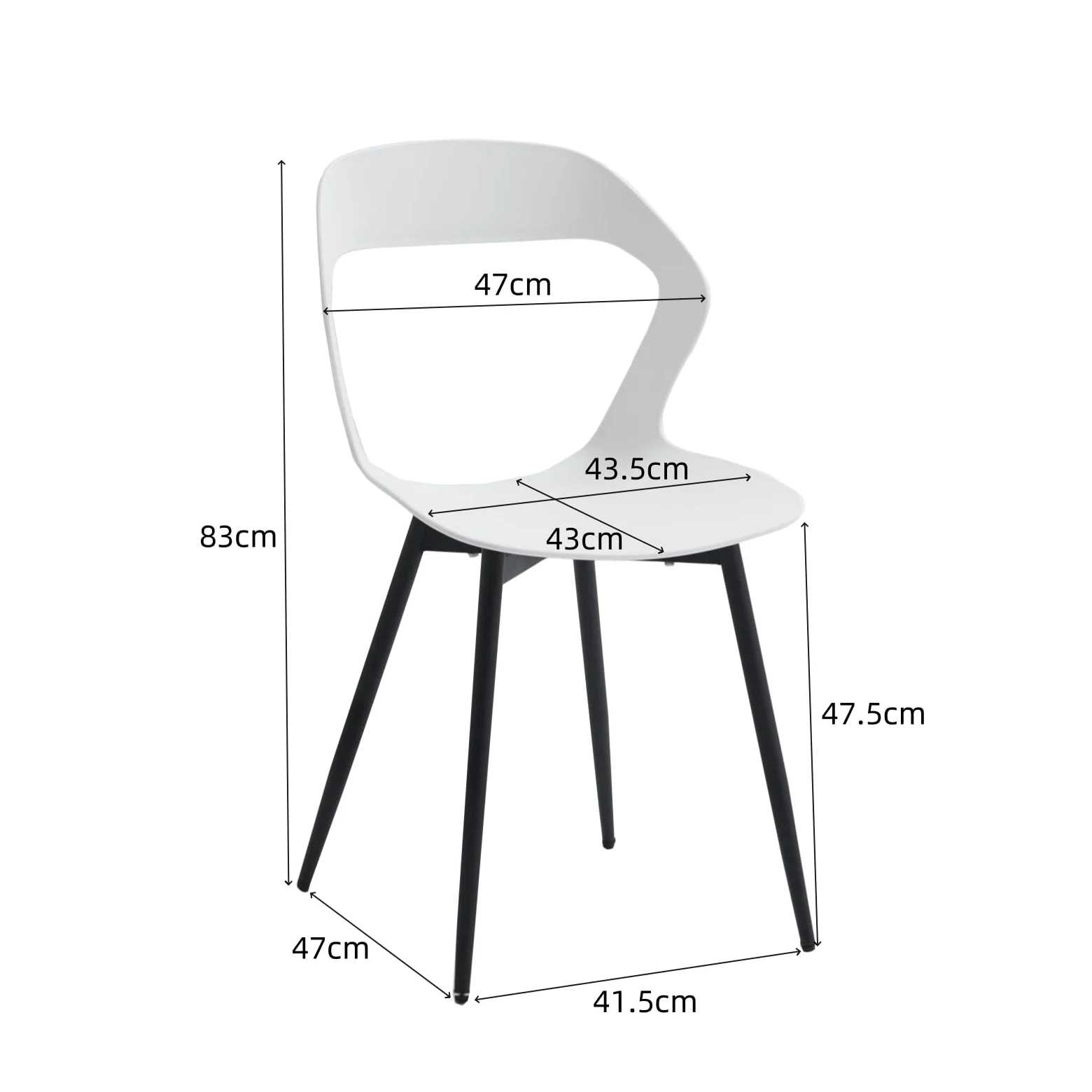 Set di 6 Sedie da Pranzo Moderno, Sedie da Cucina, con Gambe in Metallo Sedia e Grande Design Dello Schienale Cavo, Adatto Per Soggiorno e Sala da Pranzo - Bianco + Nero