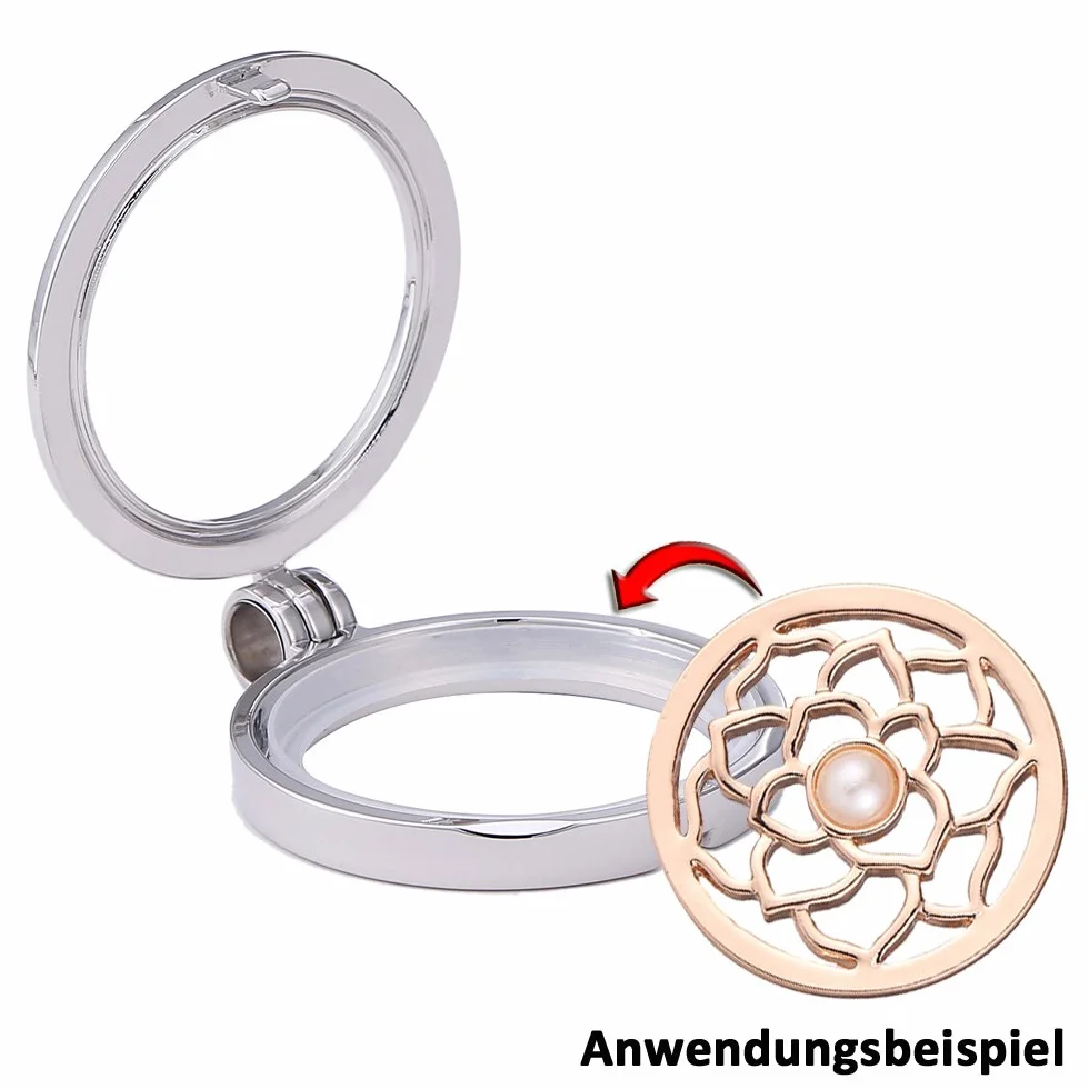 Moneta Ciondolo rotondo 33 mm con zirconi Morella donna