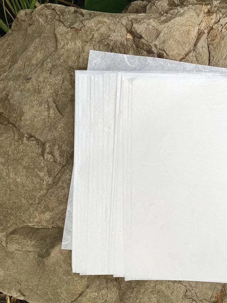 Carta Washi A4 fibra naturale gelso per origami artistici, biglietti fai da te (bianco crema)