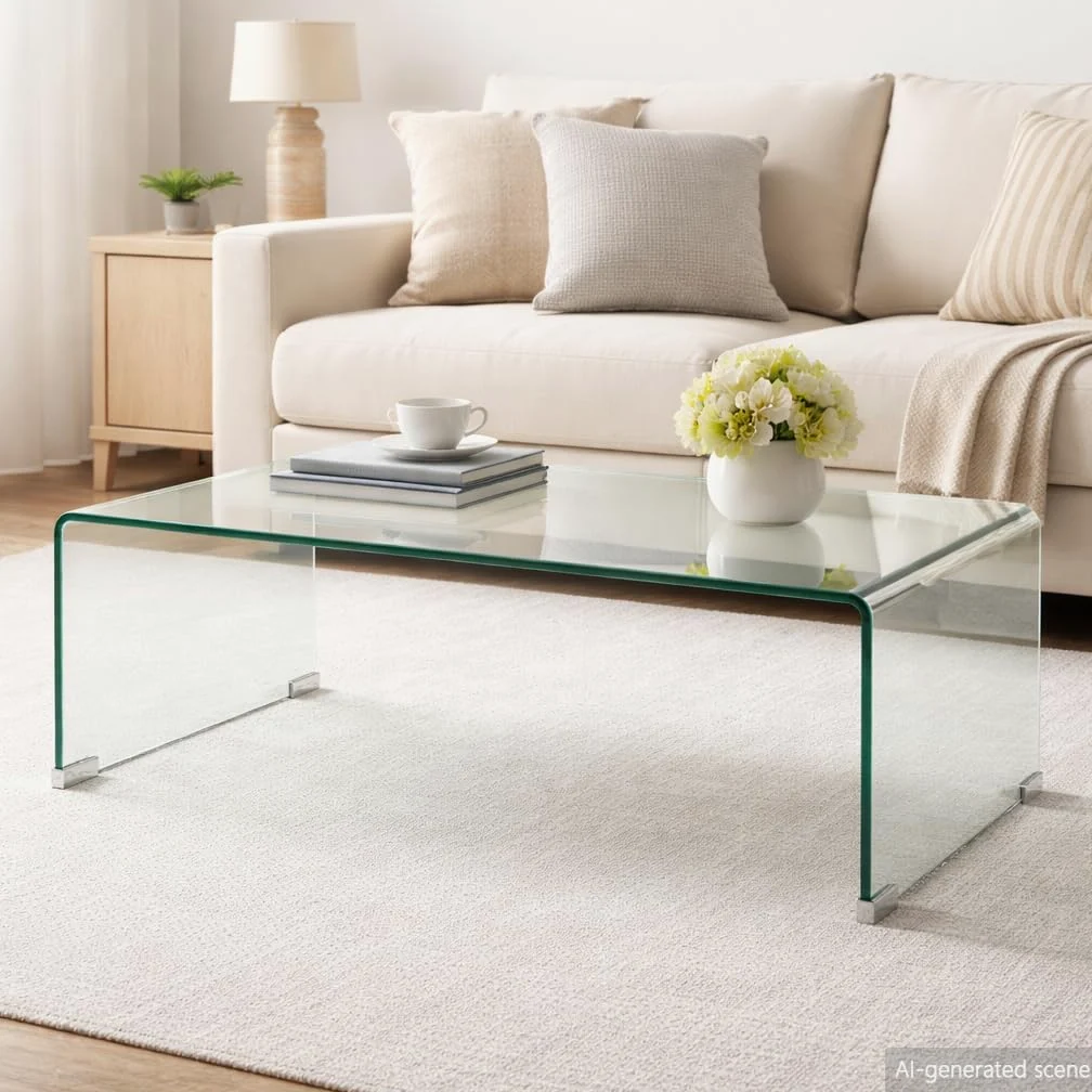vidaXL Salontafel 98x45x30 cm gehard glas transparant