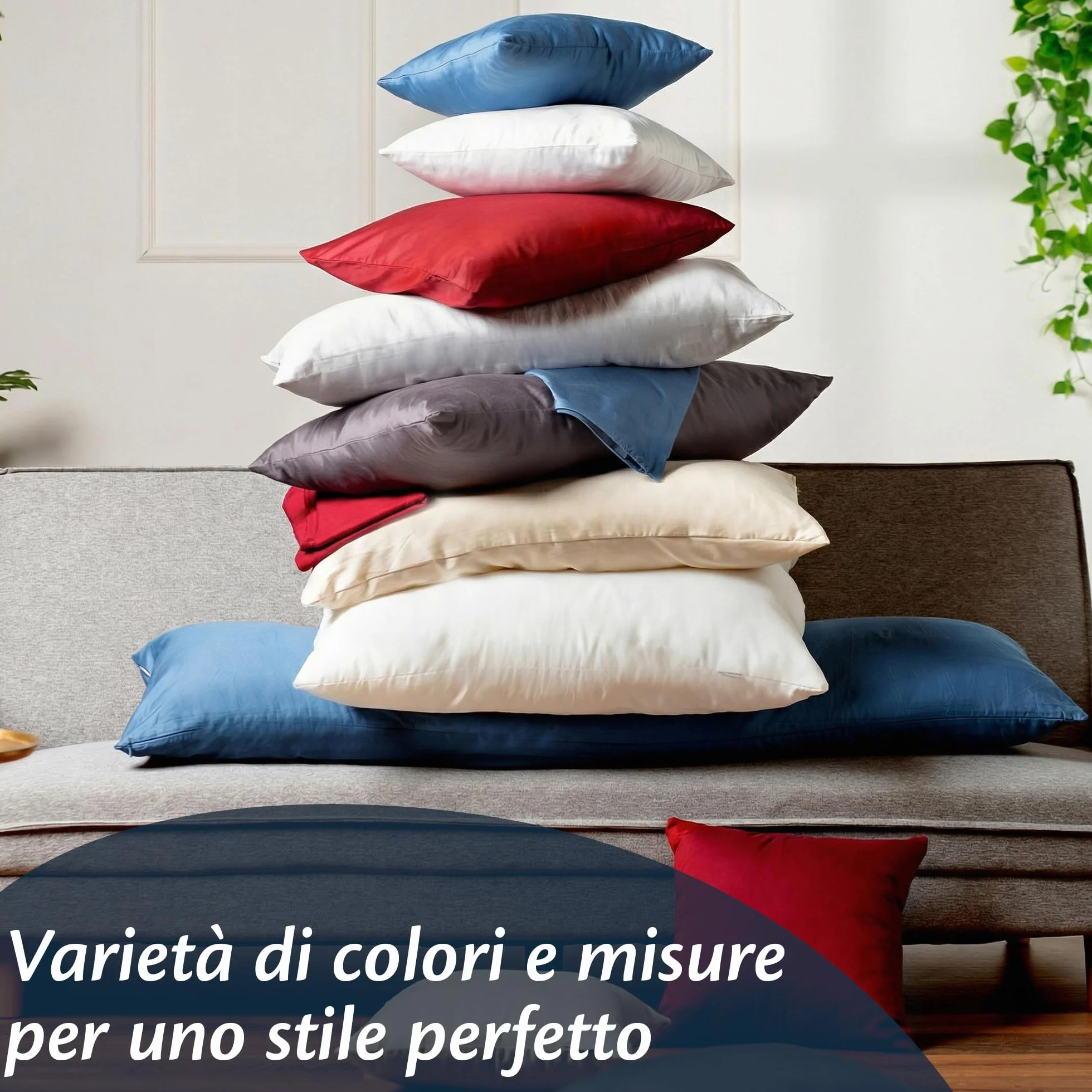 Federe Cuscini Letto Matrimoniale Cotone 50x80 Set 2 Copricuscini Morbido Jersey Anallergico Antiacaro con Zip