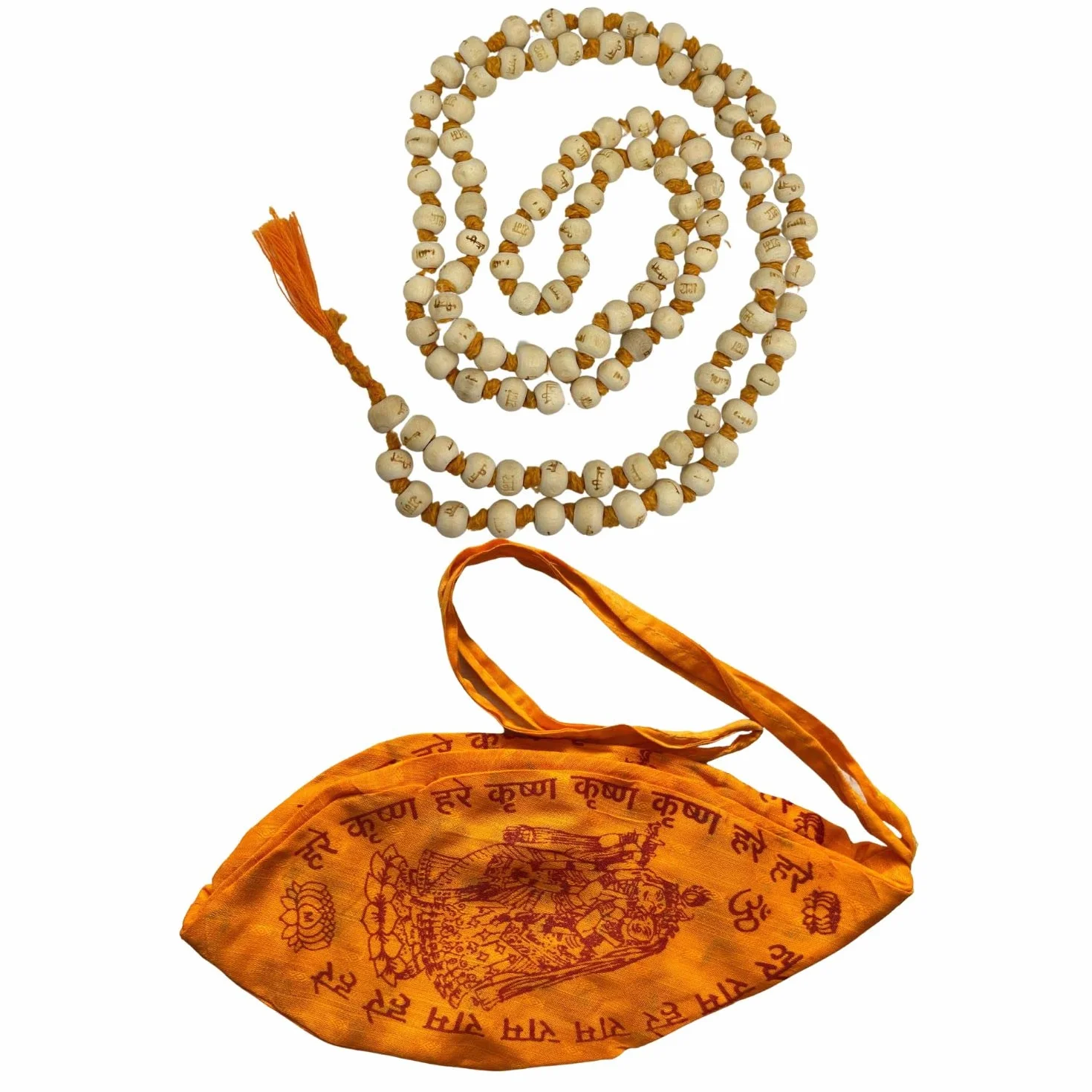 NAISHA Borsa Gaumukhi Japa Mala & Hare Rama Hare Krishna Tulsi Holy Basil Japa Mala 108 + 1 perlina Originale per Daily Mantra Jaap, Dimensione della perla: 6/7mm, Multi colore